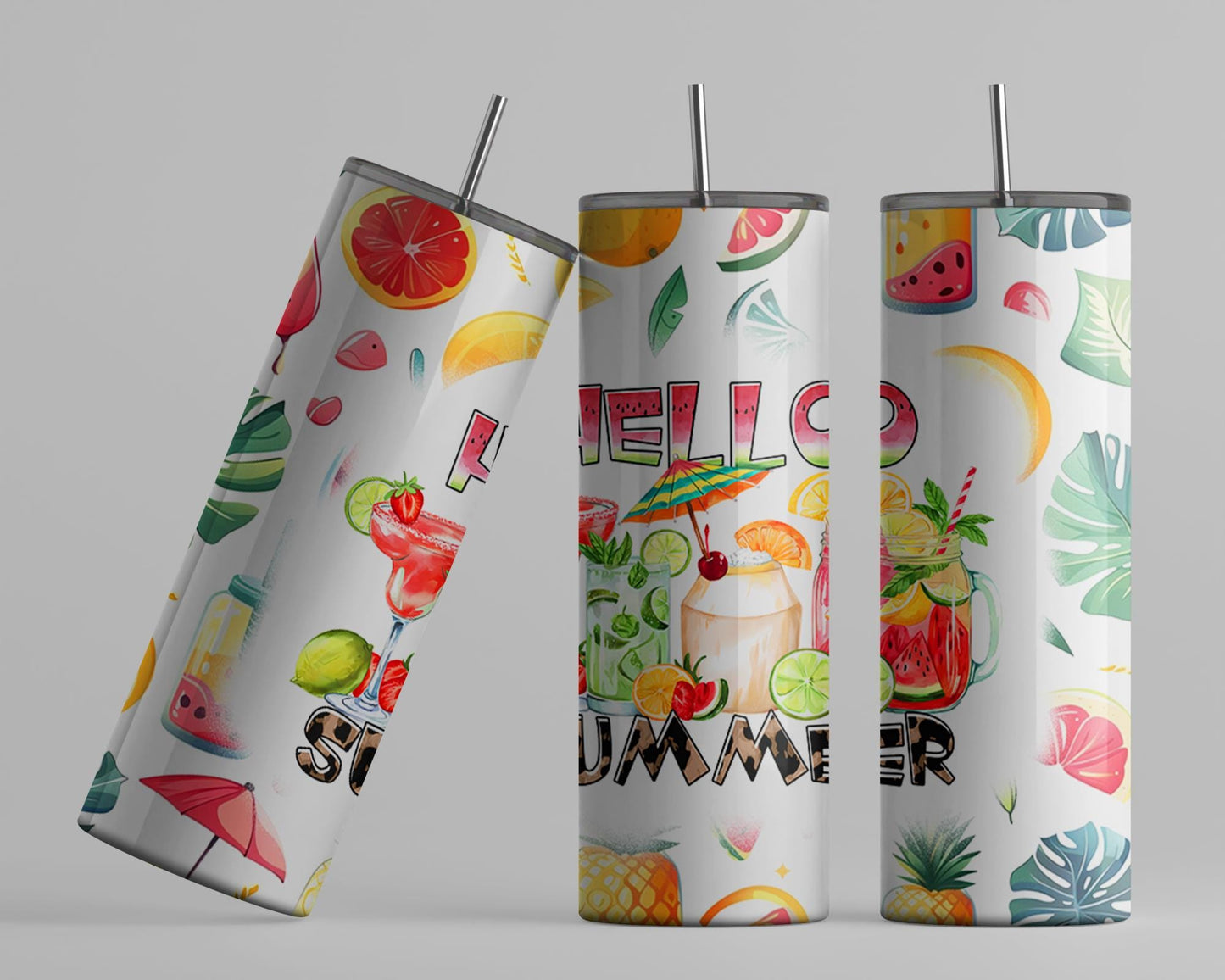 20oz Insulated Tumbler for Hot Cold Drinks - Fun Hello Summer Design