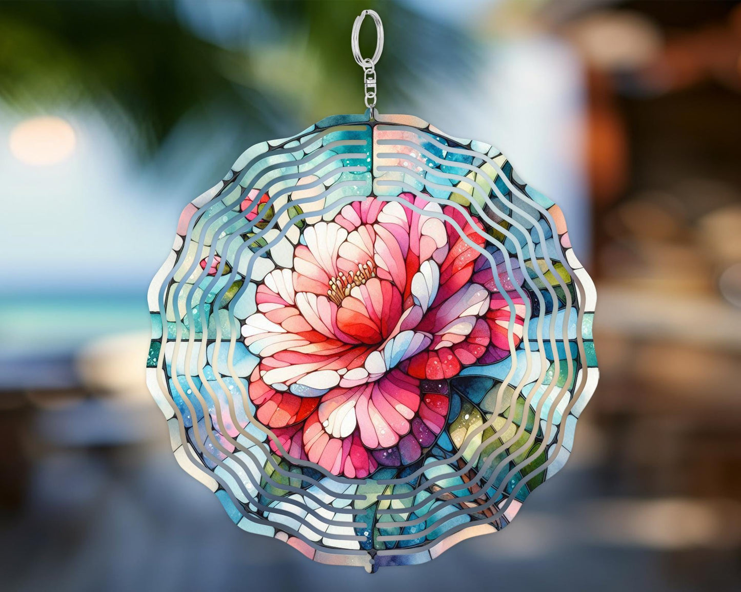 Alabama Wind Spinner - Colorful Camellia Garden Art for Alabama Lovers