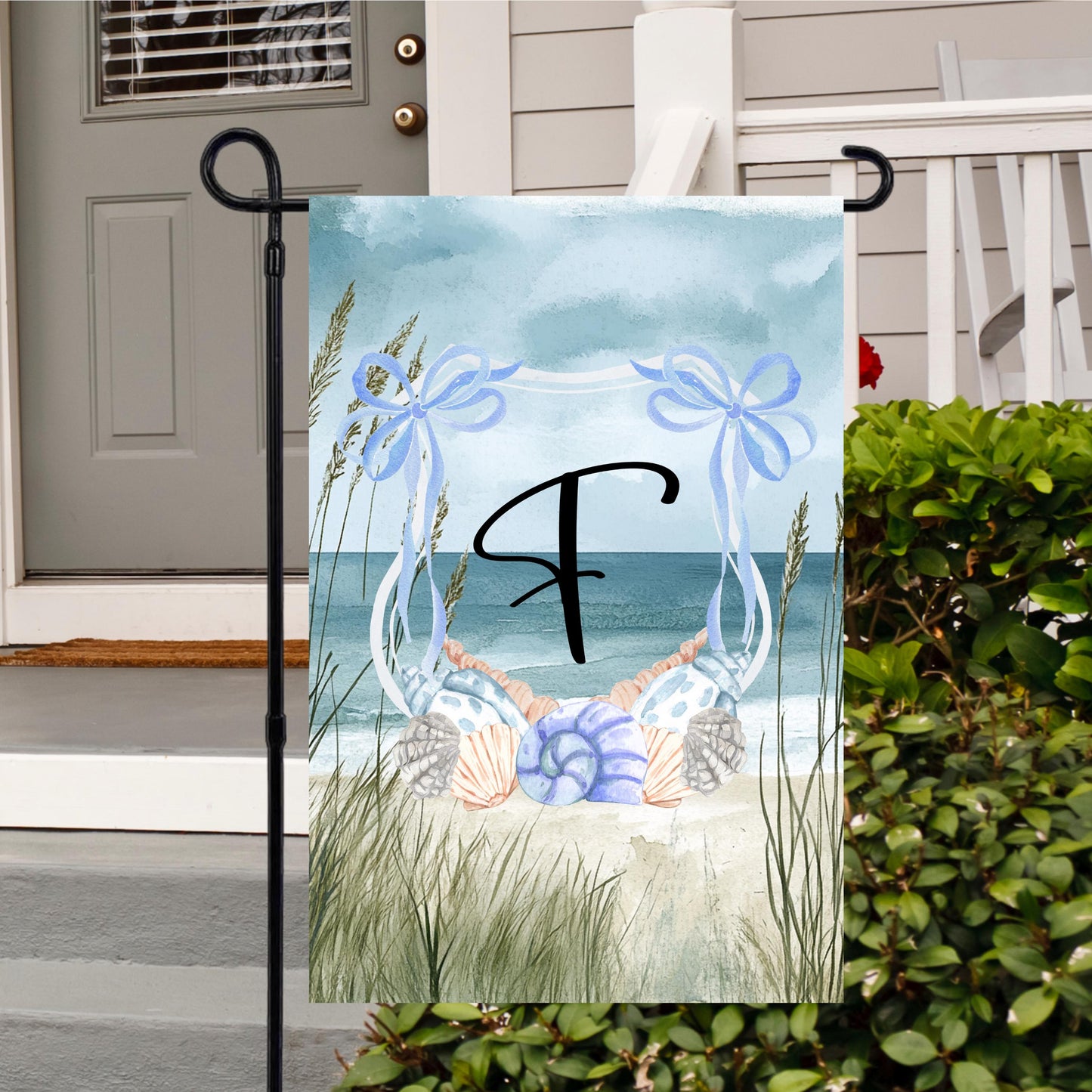 Coastal Shell Crest Garden Flag - Custom Outdoor Decor for New Home Housewarming Gift