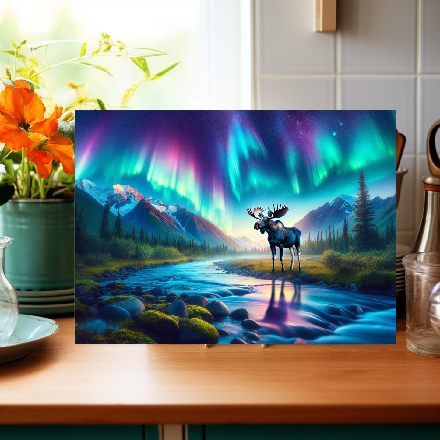 Moose River Glass Cutting Board - Perfect Gift for Outdoor Lovers Hostess and Housewarming
