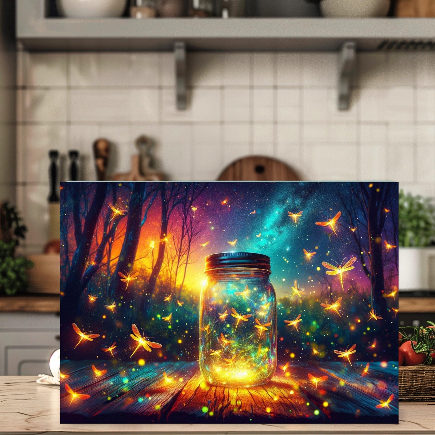 Firefly Mason Jar Glass Cutting Board - Nature-Inspired Housewarming Gift