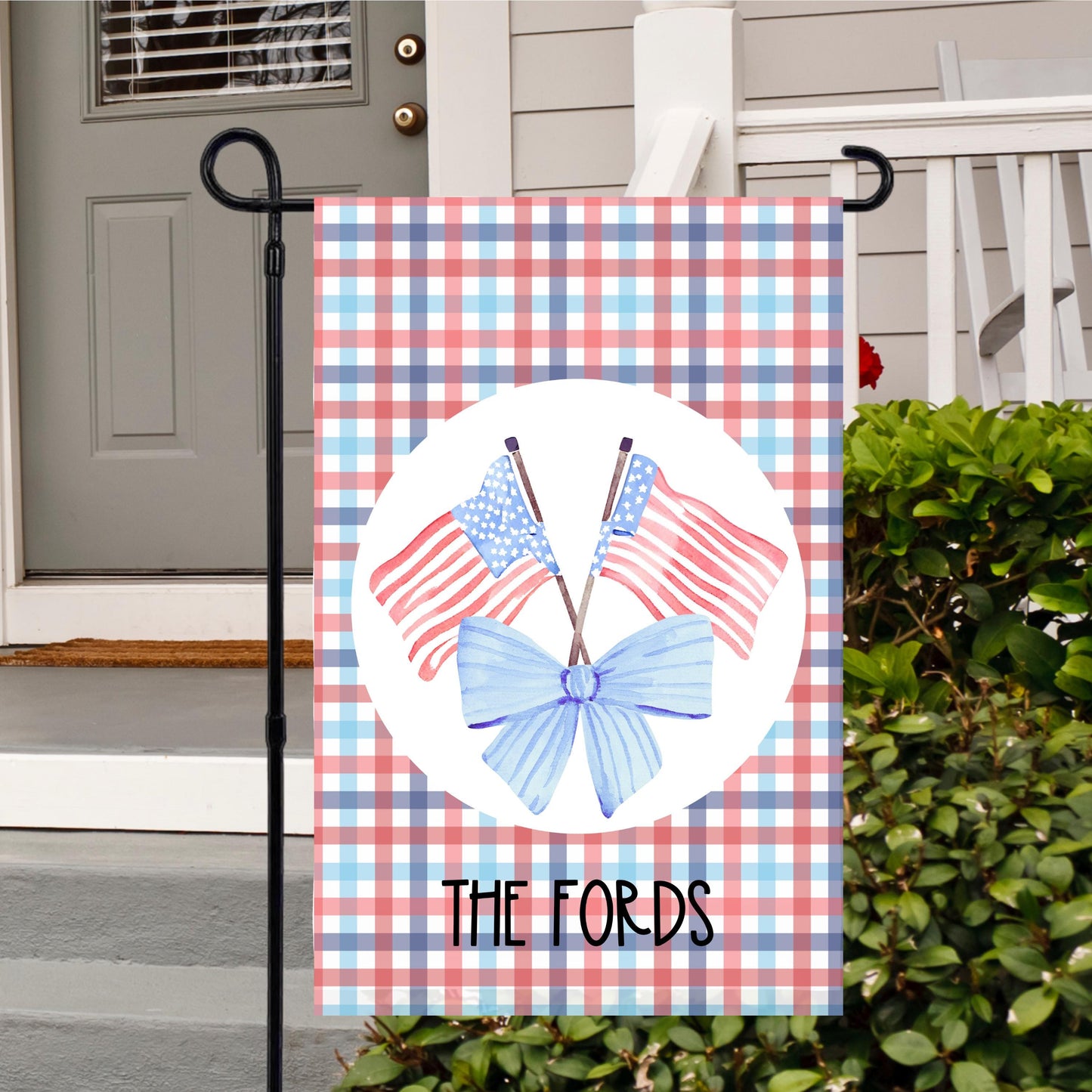 Patriotic Garden Flag with Personalized Touch, Custom Garden Flag with American Flag Design, New Home Housewarming Gift, Fourth of July Flag