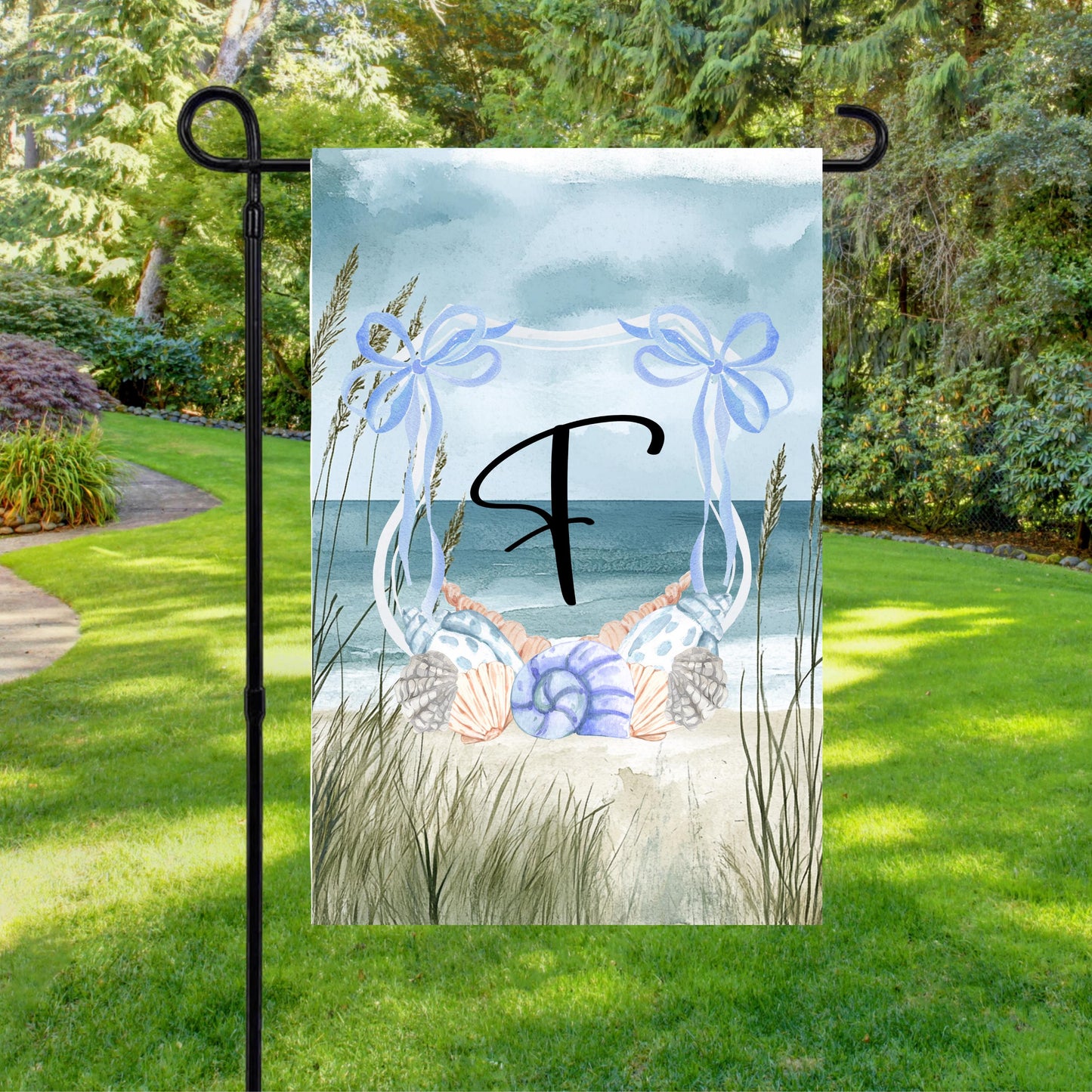 Coastal Shell Crest Garden Flag - Custom Outdoor Decor for New Home Housewarming Gift