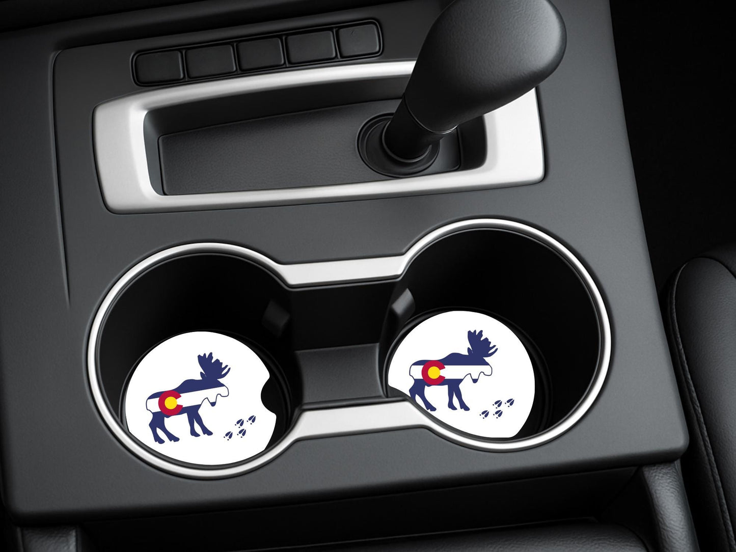 Sandstone Car Coasters with Colorado Moose Theme, Unique Gifts for New Driver