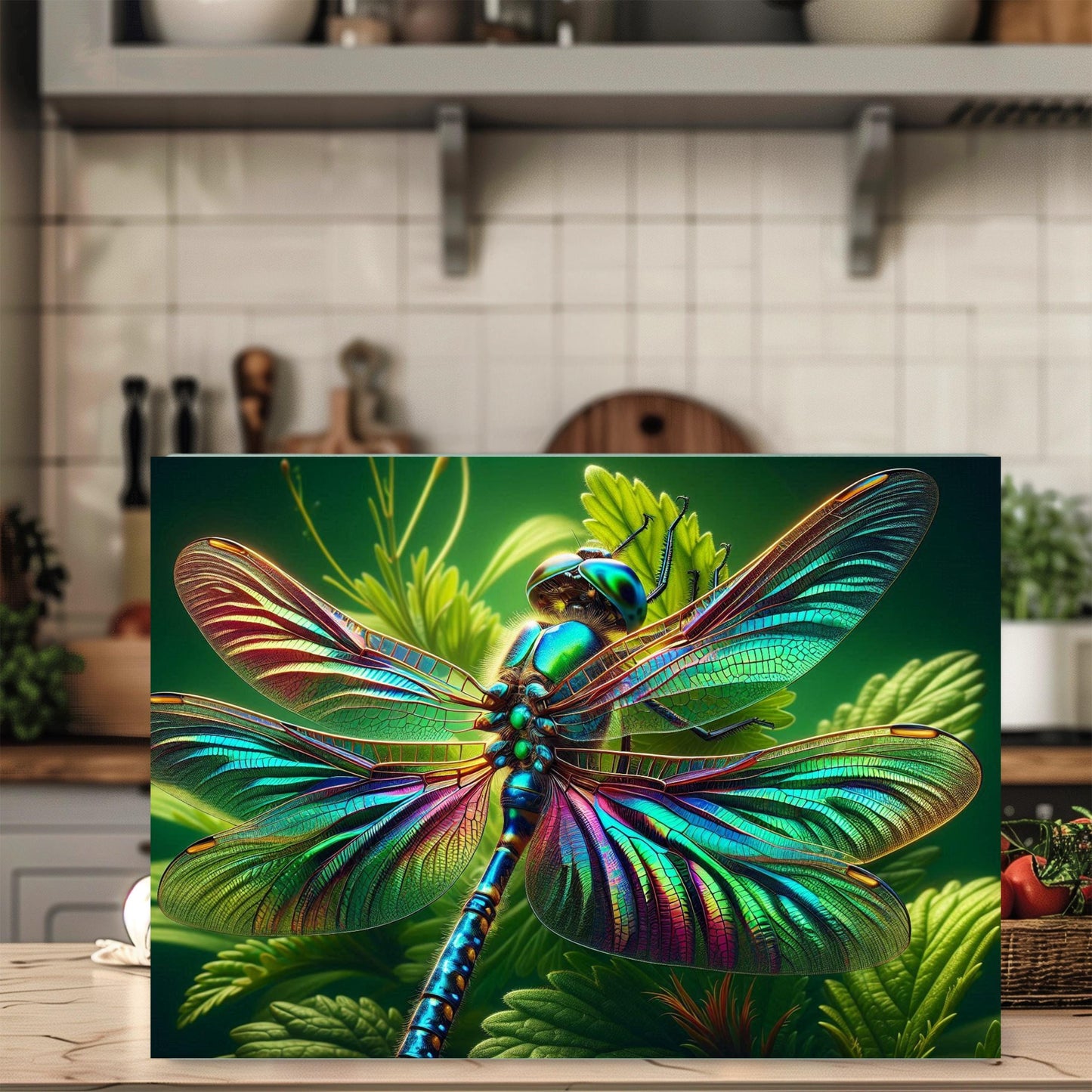 Dragonfly Tempered Glass Cutting Board - Unique Kitchen Decor for Nature Lovers