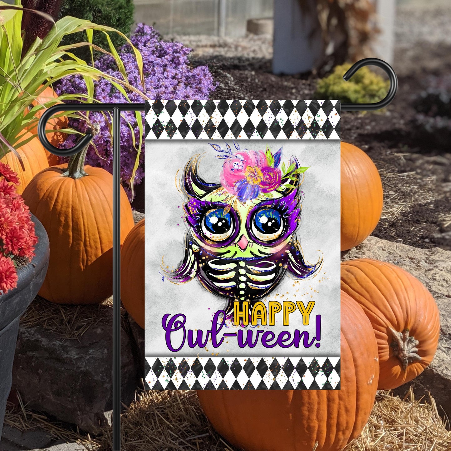 Halloween Owl Garden Flag - 12x18 Inch Double-Sided Decor Perfect Gift for Owl Lovers