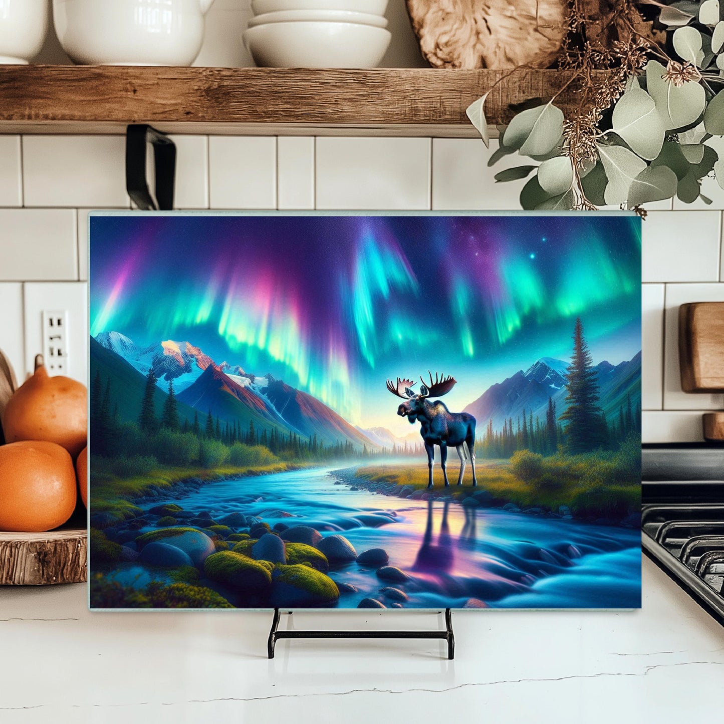 Moose River Glass Cutting Board - Perfect Gift for Outdoor Lovers Hostess and Housewarming