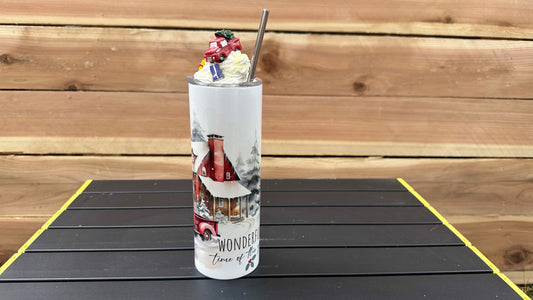 Christmas Red Truck Tumbler with Topper - Unique Gift for Her Perfect for Christmas Lovers