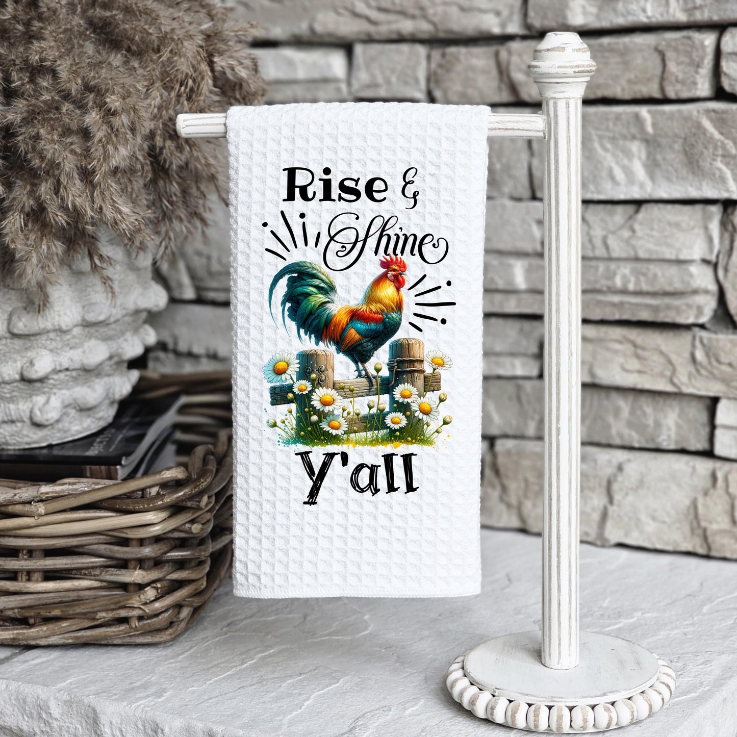 Waffle Weave Chicken Towel - Charming Kitchen Decor Unique Gift for Chicken Lovers