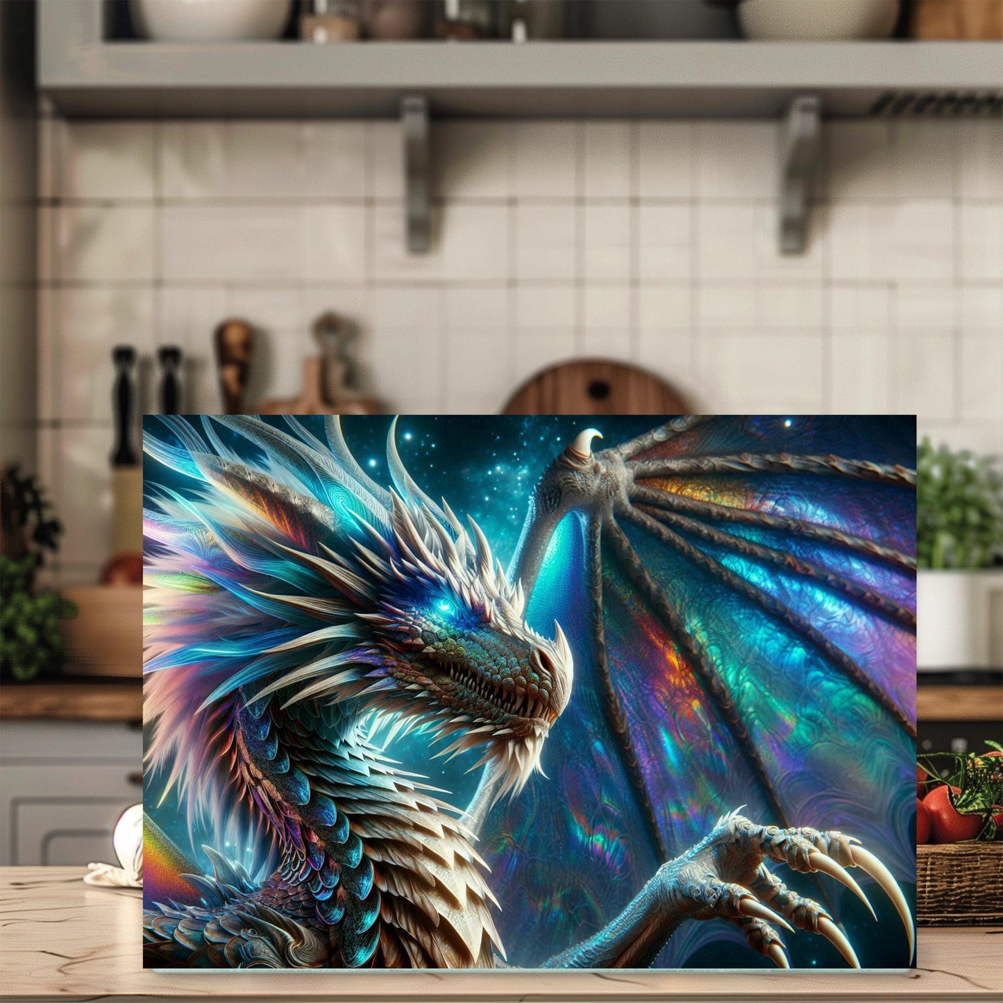 Dragon Tempered Glass Cutting Board Stunning Kitchen Art Featuring Majestic Dragon Design