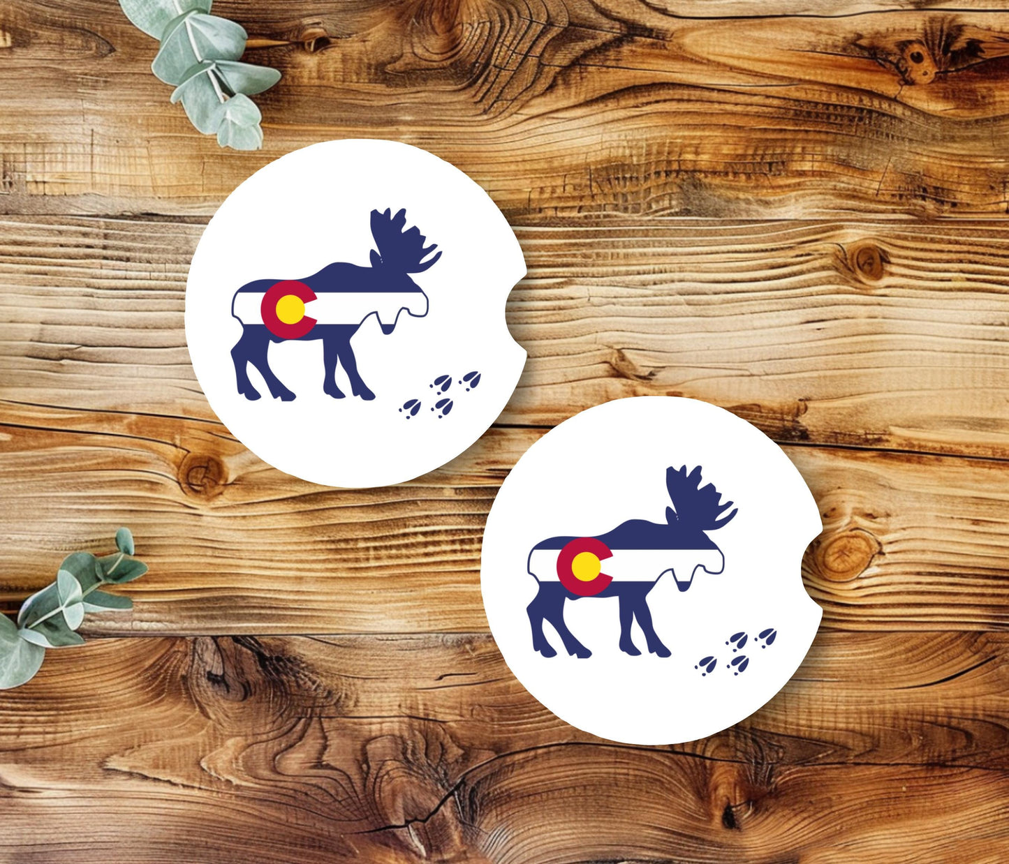 Sandstone Car Coasters with Colorado Moose Theme, Unique Gifts for New Driver