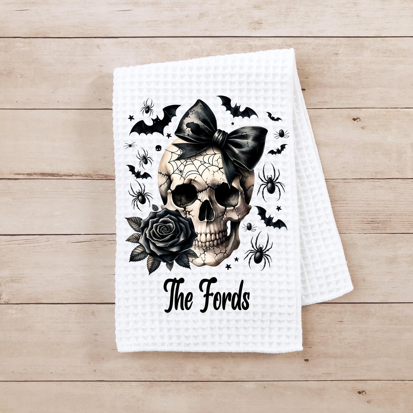 Skull and Rose Towel for Halloween Decor - Unique Hostess Gift Idea