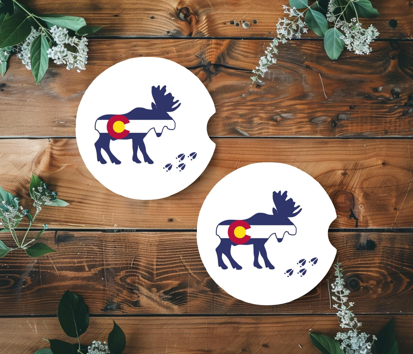 Sandstone Car Coasters with Colorado Moose Theme, Unique Gifts for New Driver