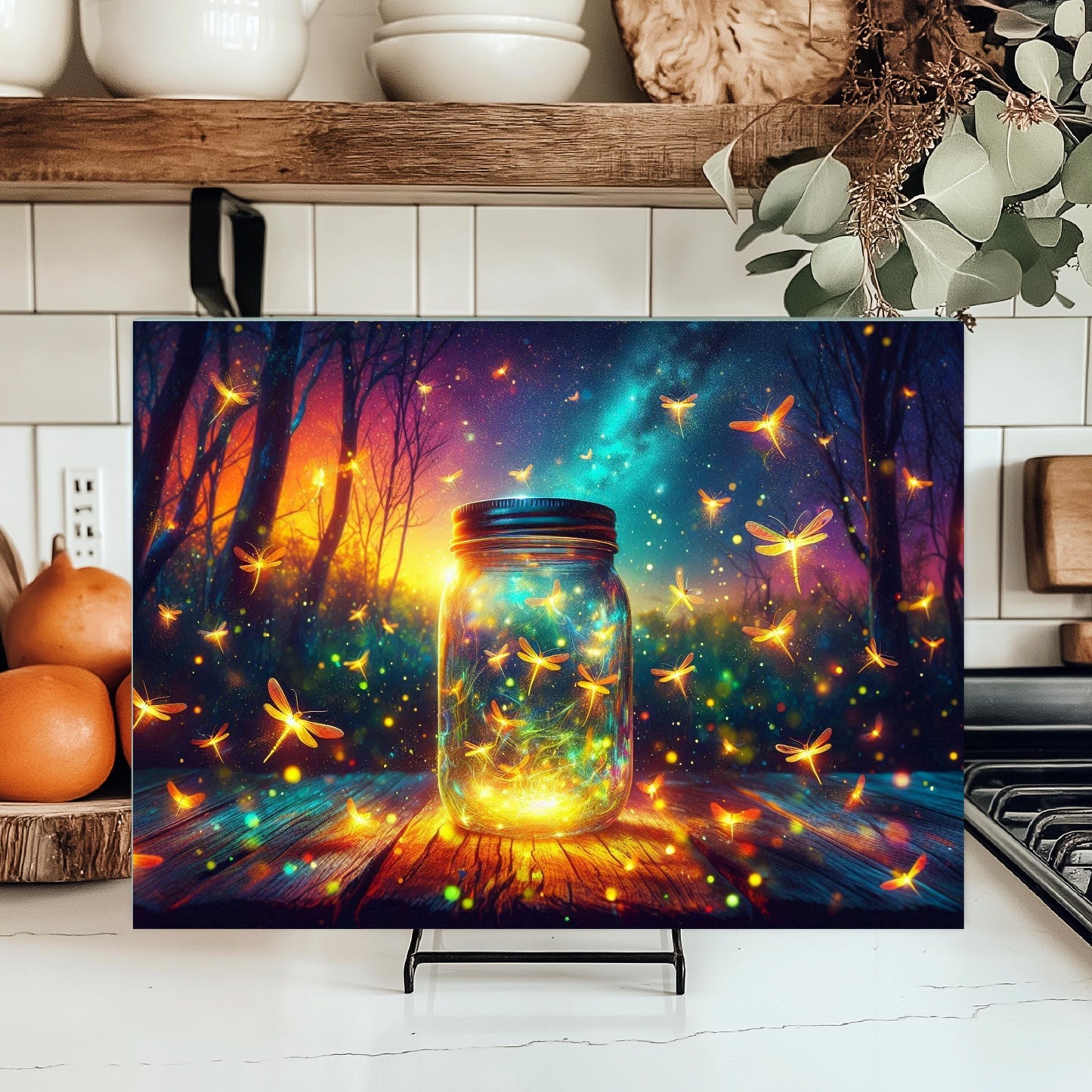 Firefly Mason Jar Glass Cutting Board - Nature-Inspired Housewarming Gift