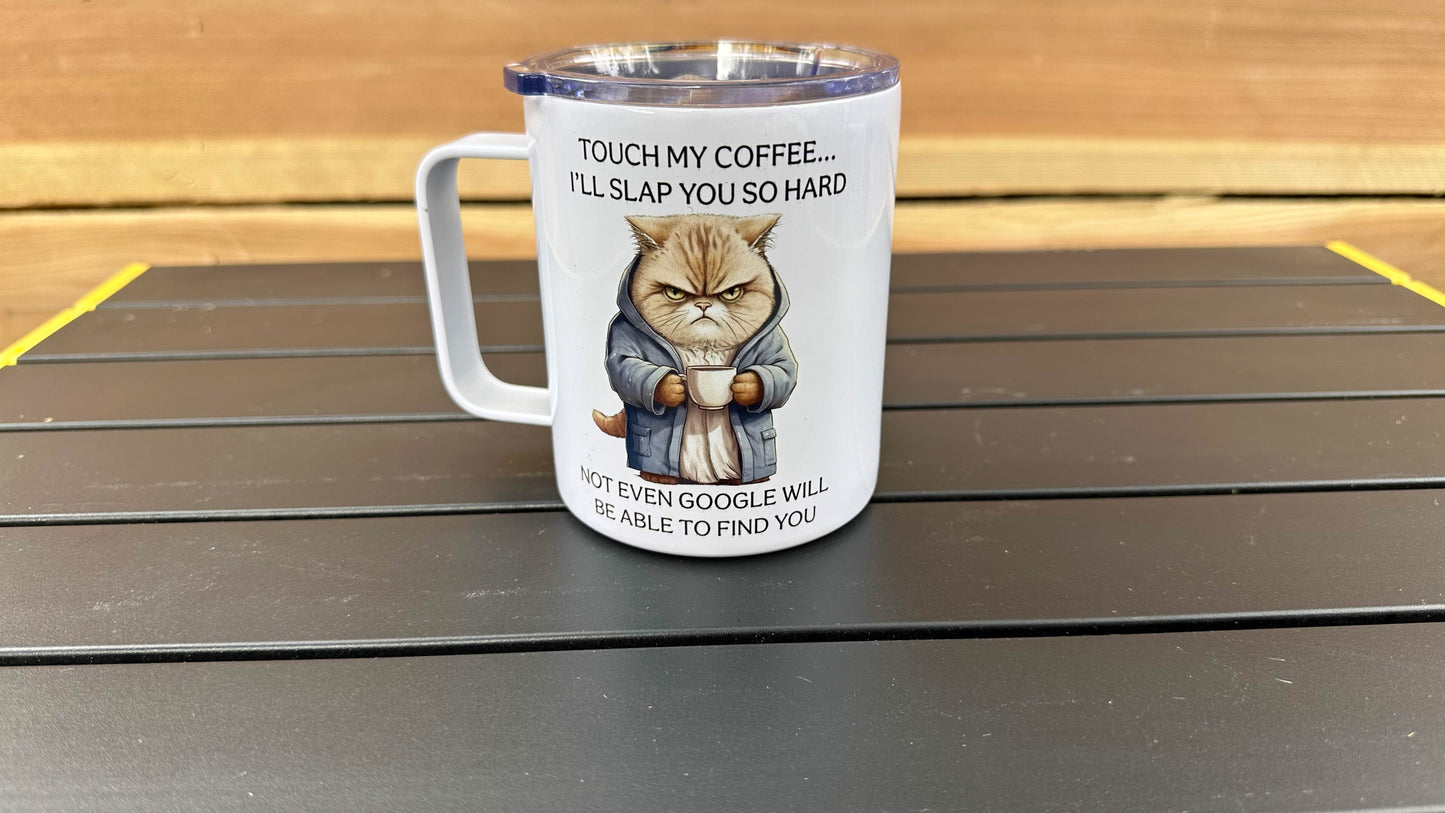 Funny Cat Travel Mug - Unique Sarcastic Coffee Cup for Cat Lovers Perfect Gift for Co-Workers Secret Santa