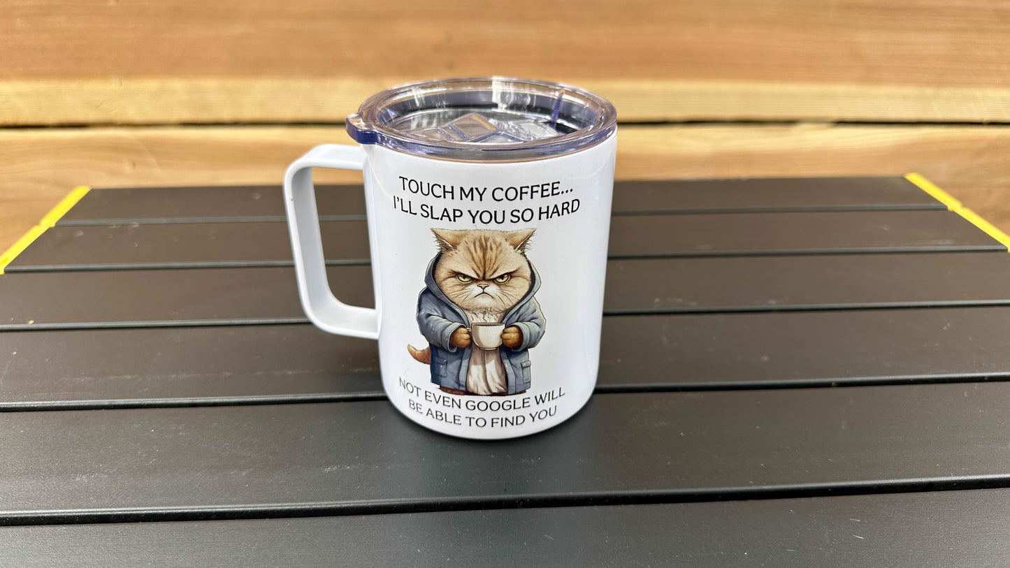 Funny Cat Travel Mug - Unique Sarcastic Coffee Cup for Cat Lovers Perfect Gift for Co-Workers Secret Santa