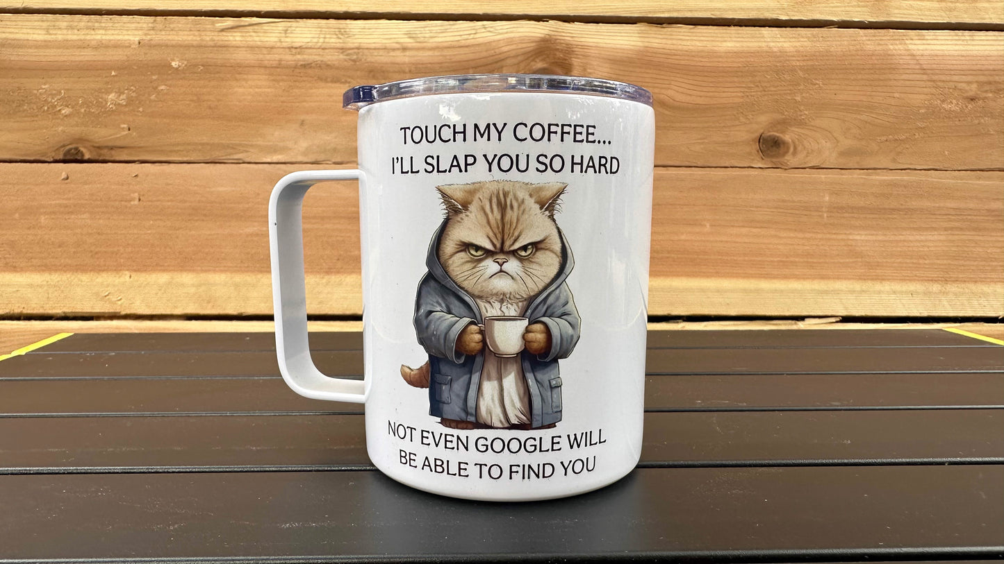 Funny Cat Travel Mug - Unique Sarcastic Coffee Cup for Cat Lovers Perfect Gift for Co-Workers Secret Santa