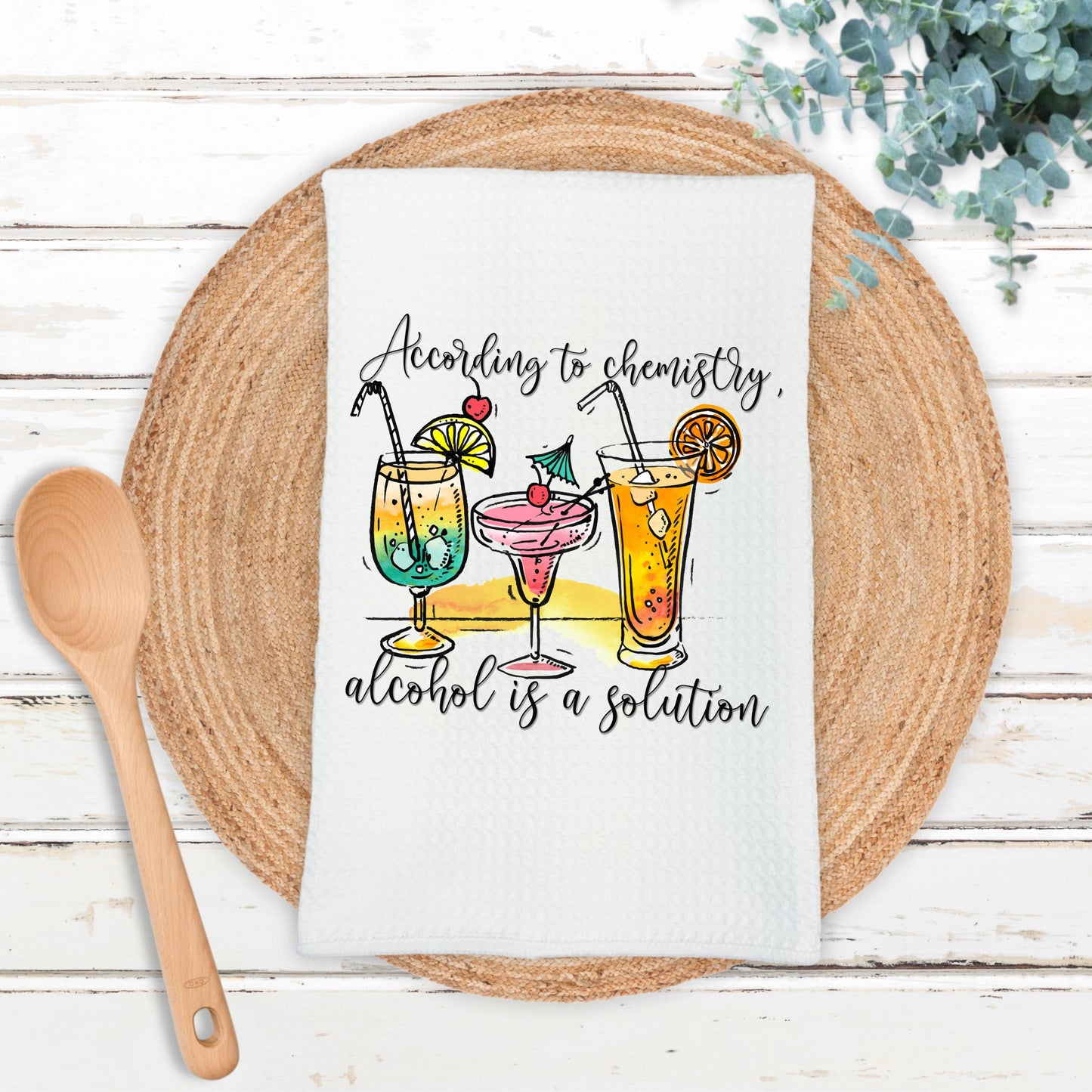 Microfiber Cocktail Glass Towel - Waffle Weave Bar Accessory with Chemistry Quote