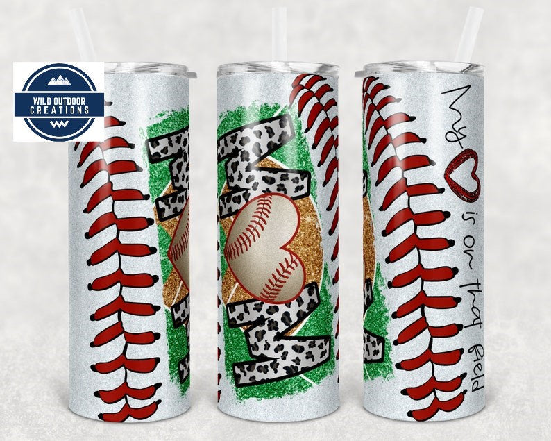 Baseball Mom Tumbler, Heart On Field, 20Oz Stainless Steel Travel Cup