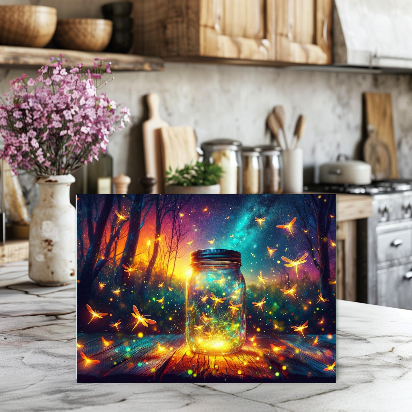 Firefly Mason Jar Glass Cutting Board - Nature-Inspired Housewarming Gift