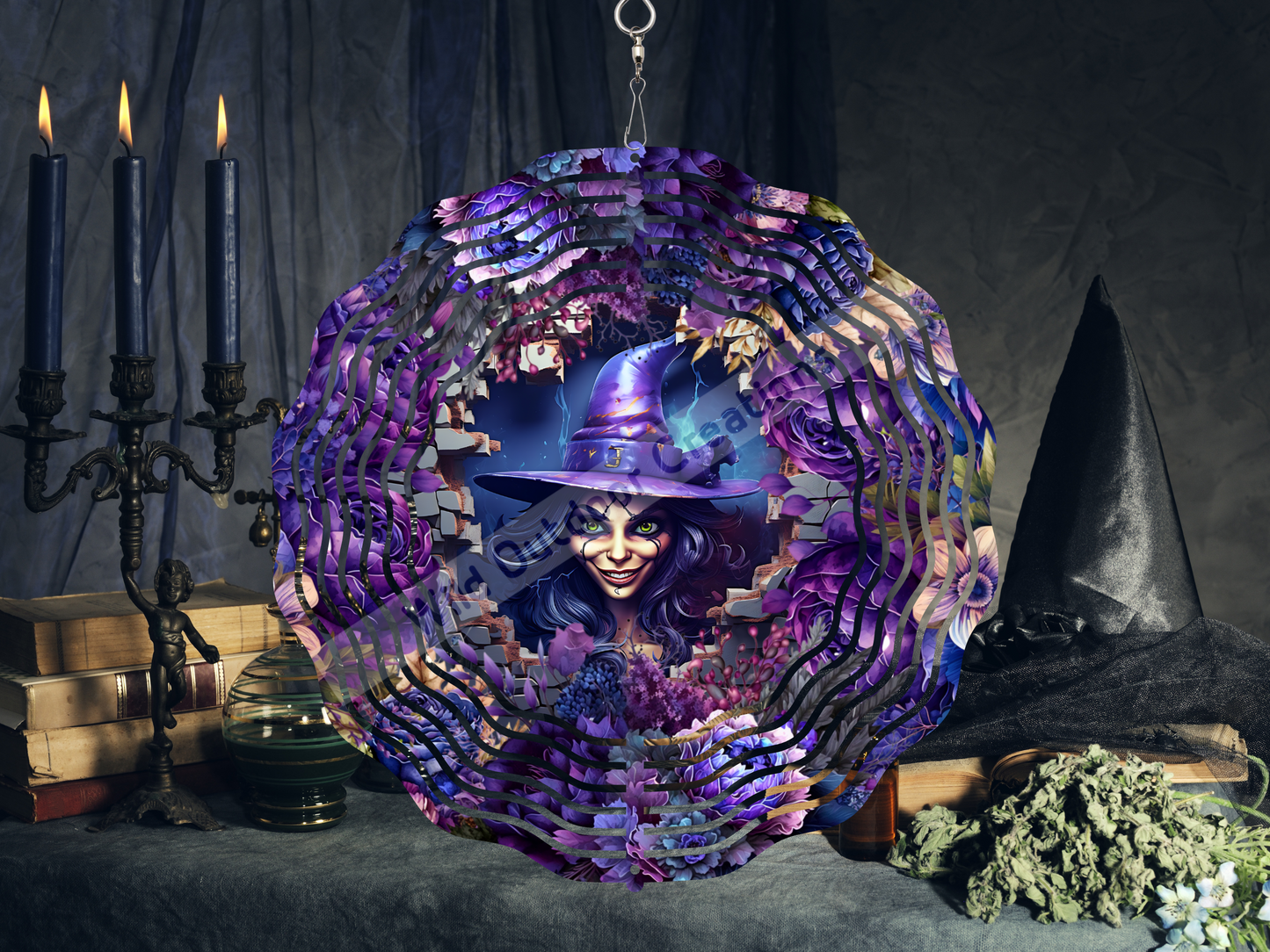 3D Witch Wind Spinner for Halloween Porch Décor - 10 Decorative Spinner