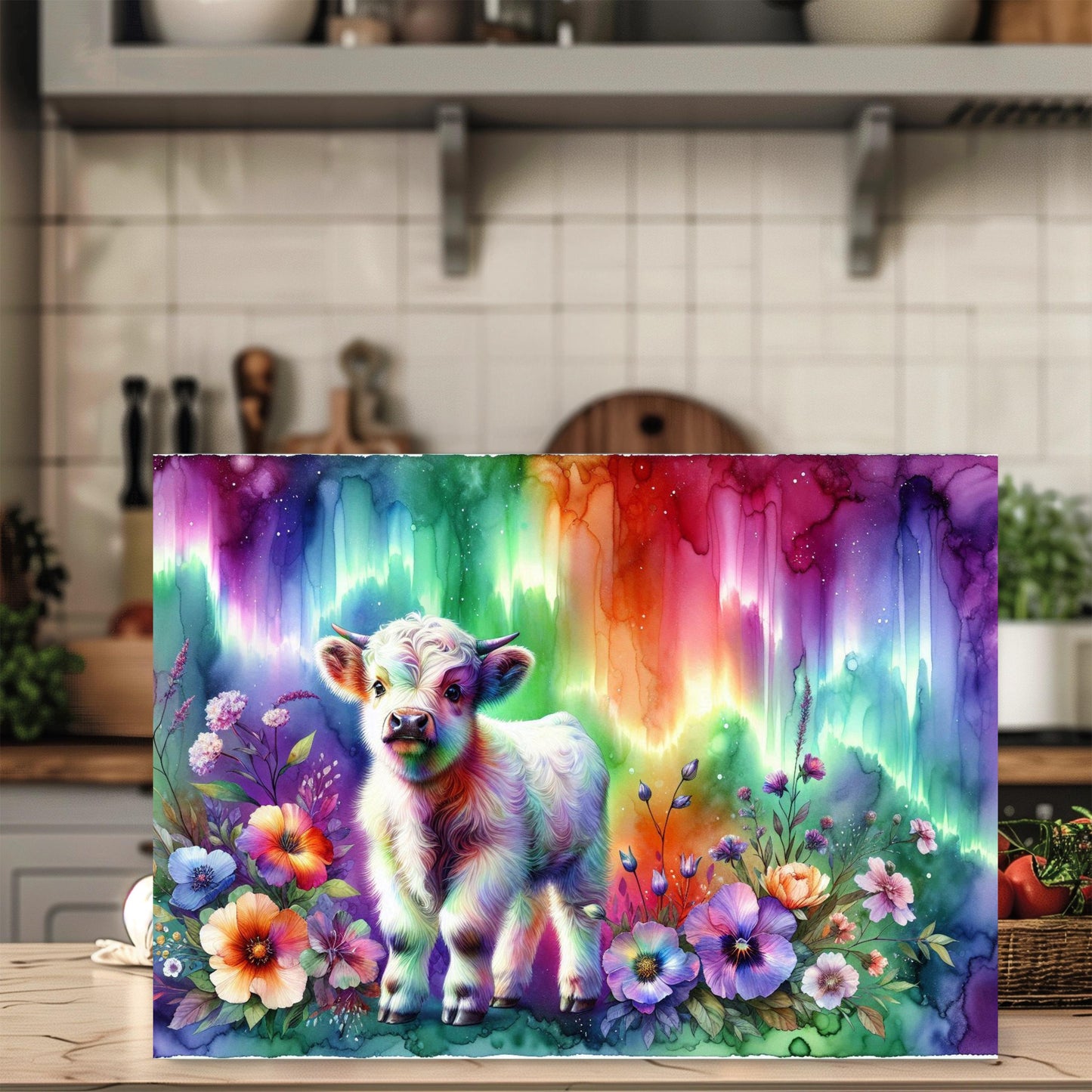 Baby Highland Cow Glass Cutting Board - Perfect Gift for Cow Lovers Foodies
