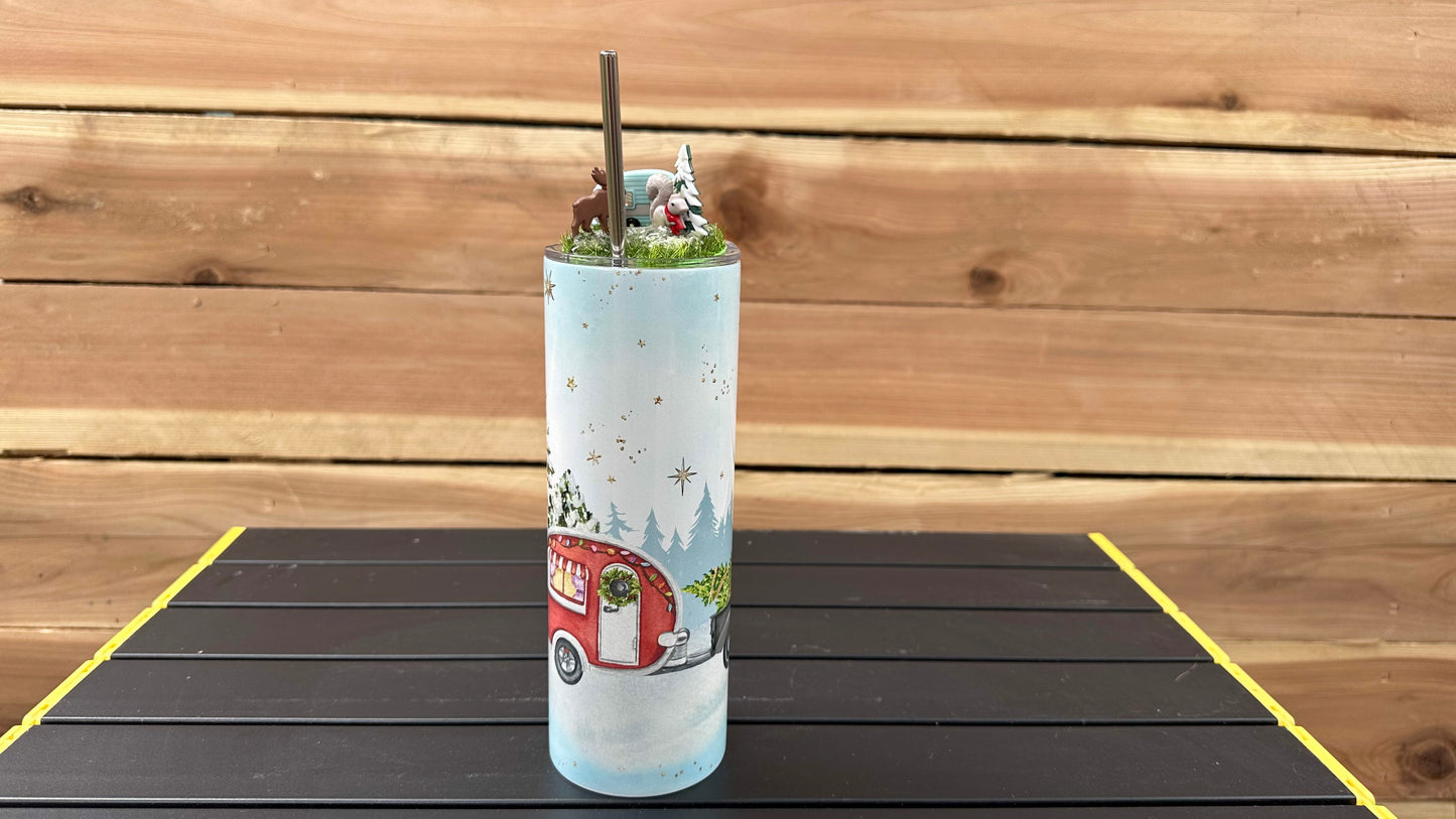 Winter RV Tumbler with Topper - Unique Christmas Gift for Camper Lovers
