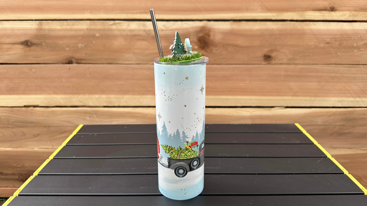 Winter RV Tumbler with Topper - Unique Christmas Gift for Camper Lovers