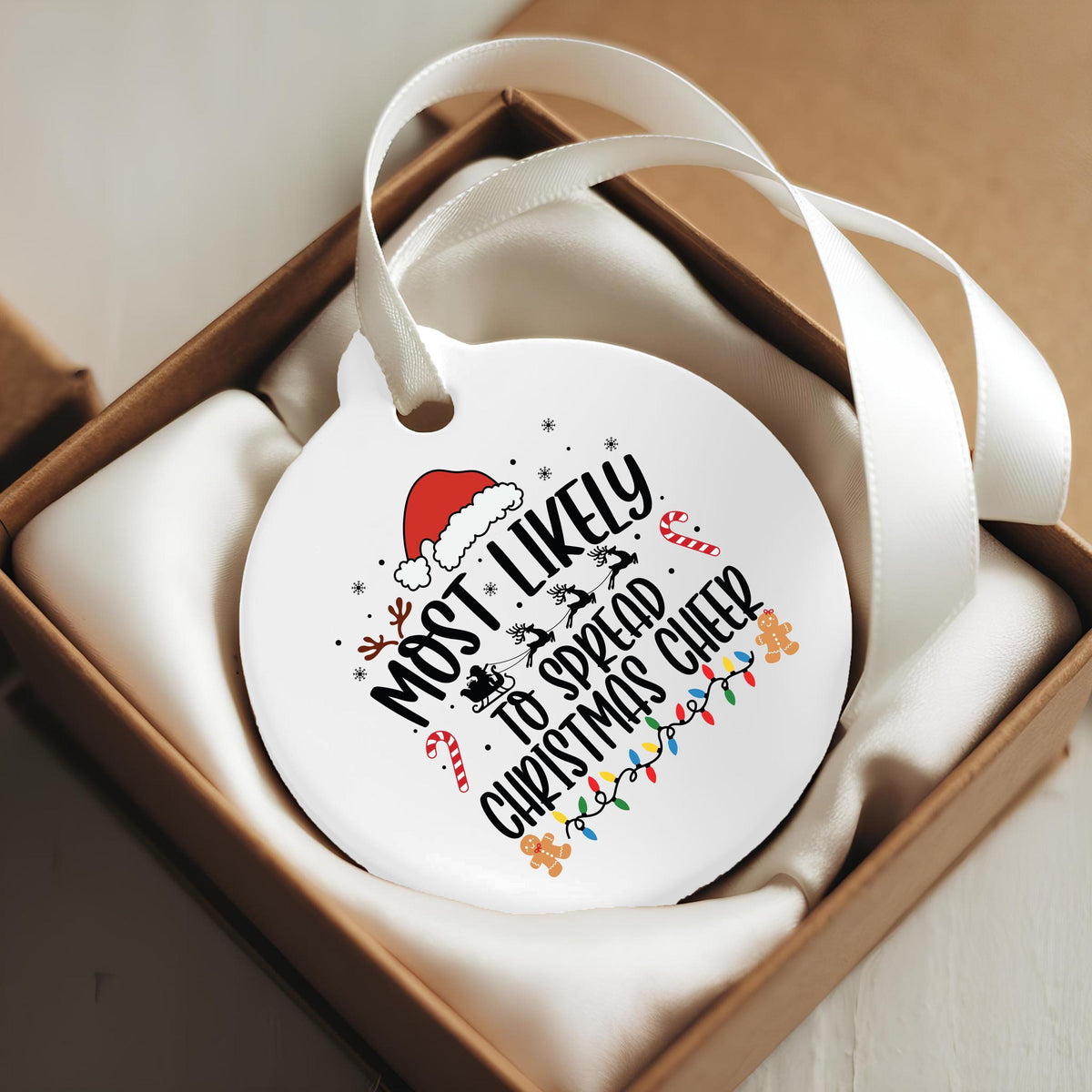 Christmas Ceramic Ornament, Round 3 Inch Keepsake | Funny Holiday
