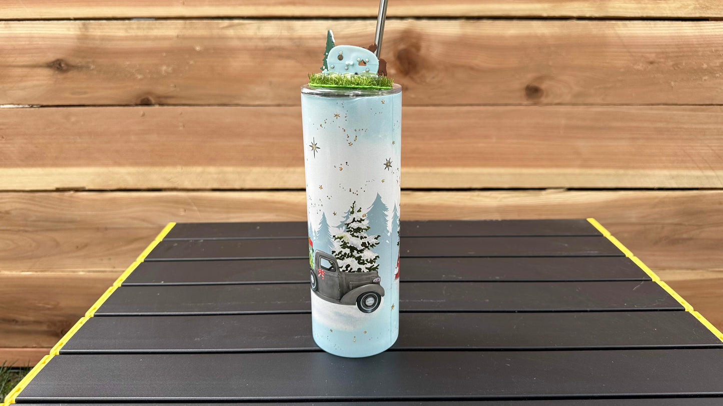 Winter RV Tumbler with Topper - Unique Christmas Gift for Camper Lovers