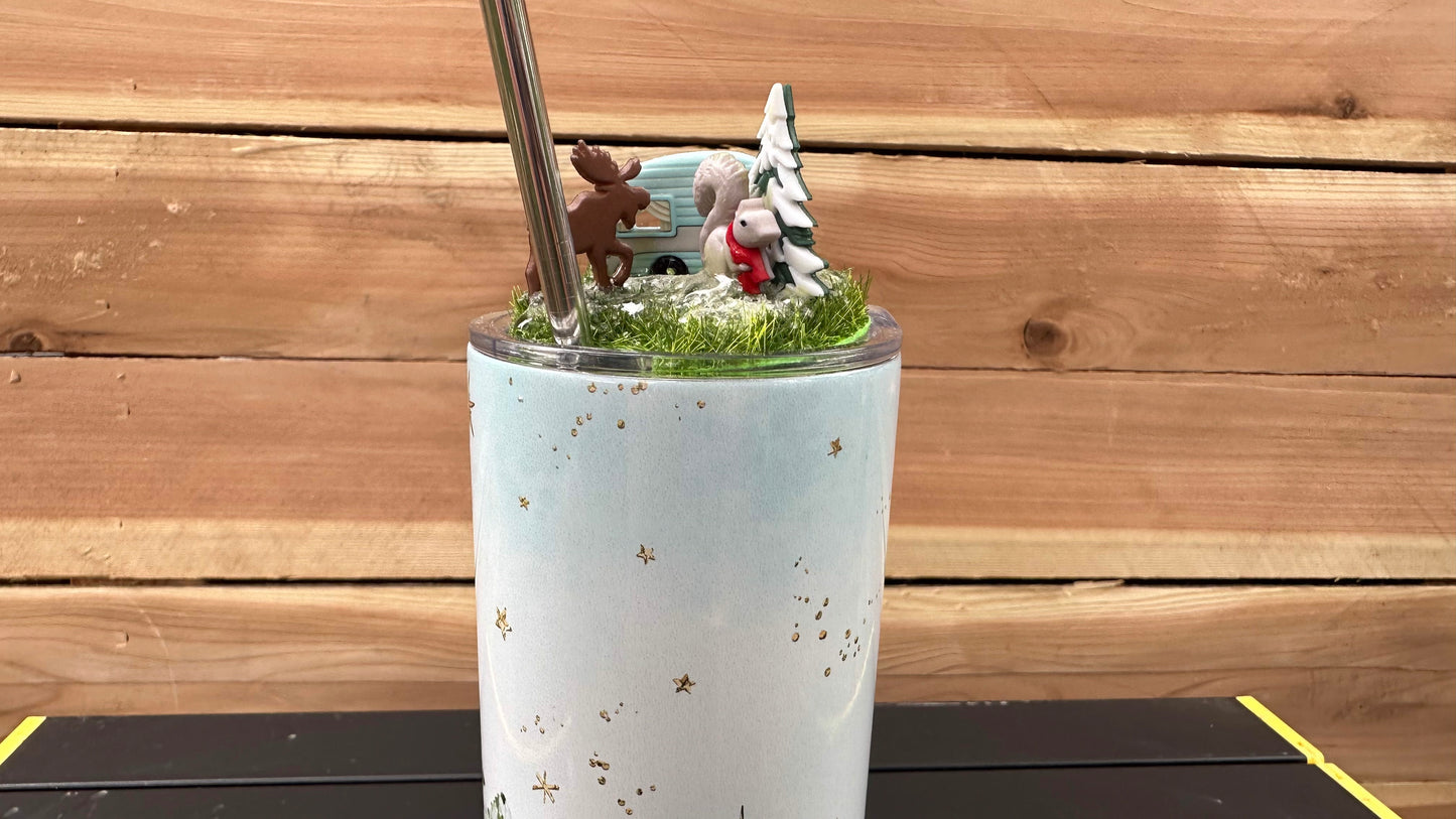 Winter RV Tumbler with Topper - Unique Christmas Gift for Camper Lovers