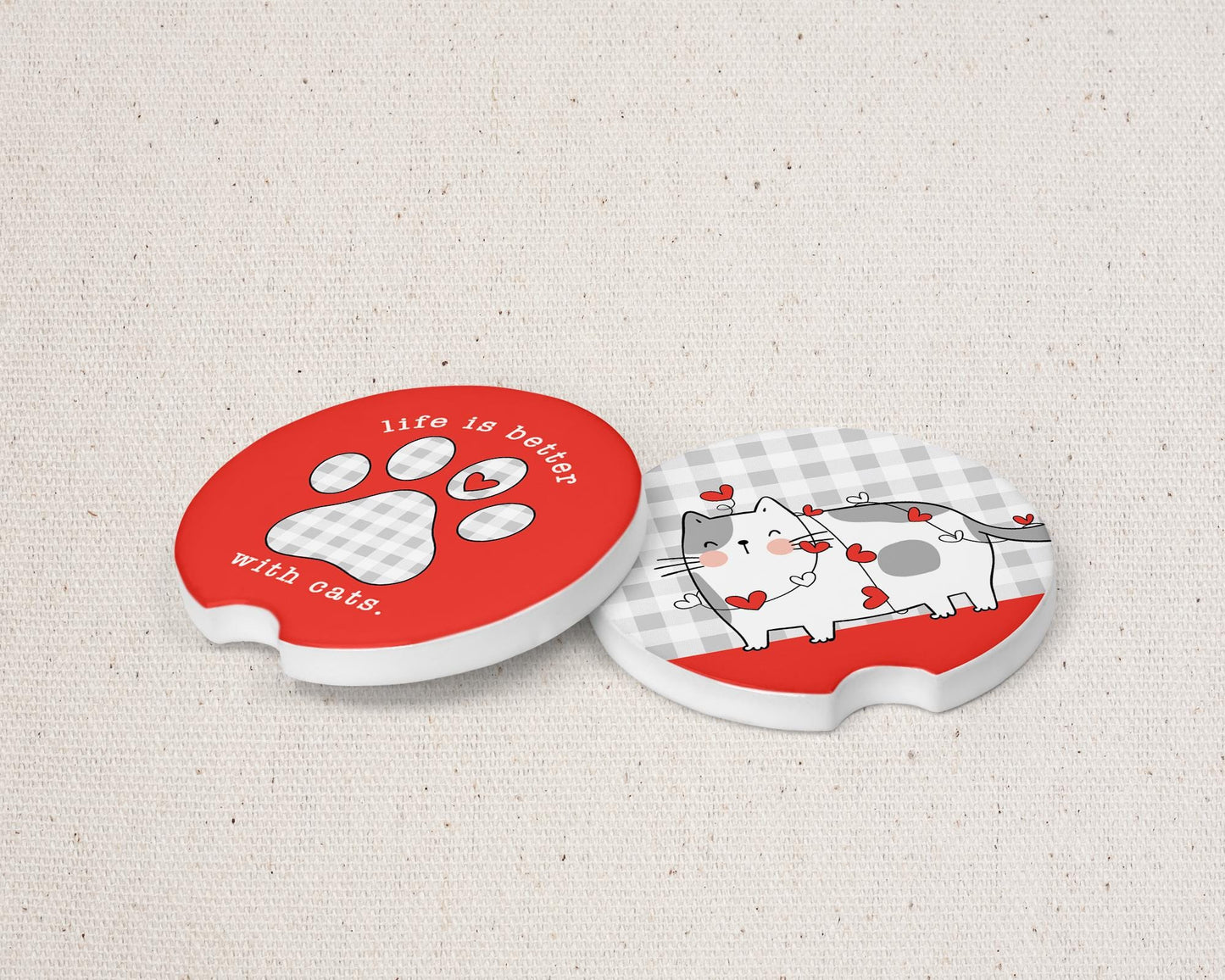 2 Piece Set with Paw Print and Heart Design, Unique Gift for Cat Mom