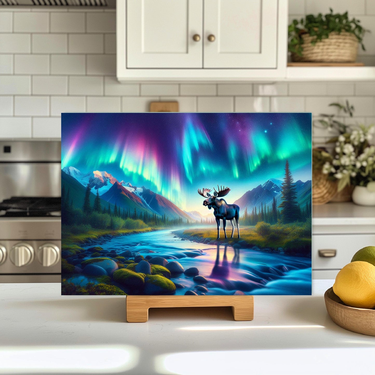Moose River Glass Cutting Board - Perfect Gift for Outdoor Lovers Hostess and Housewarming