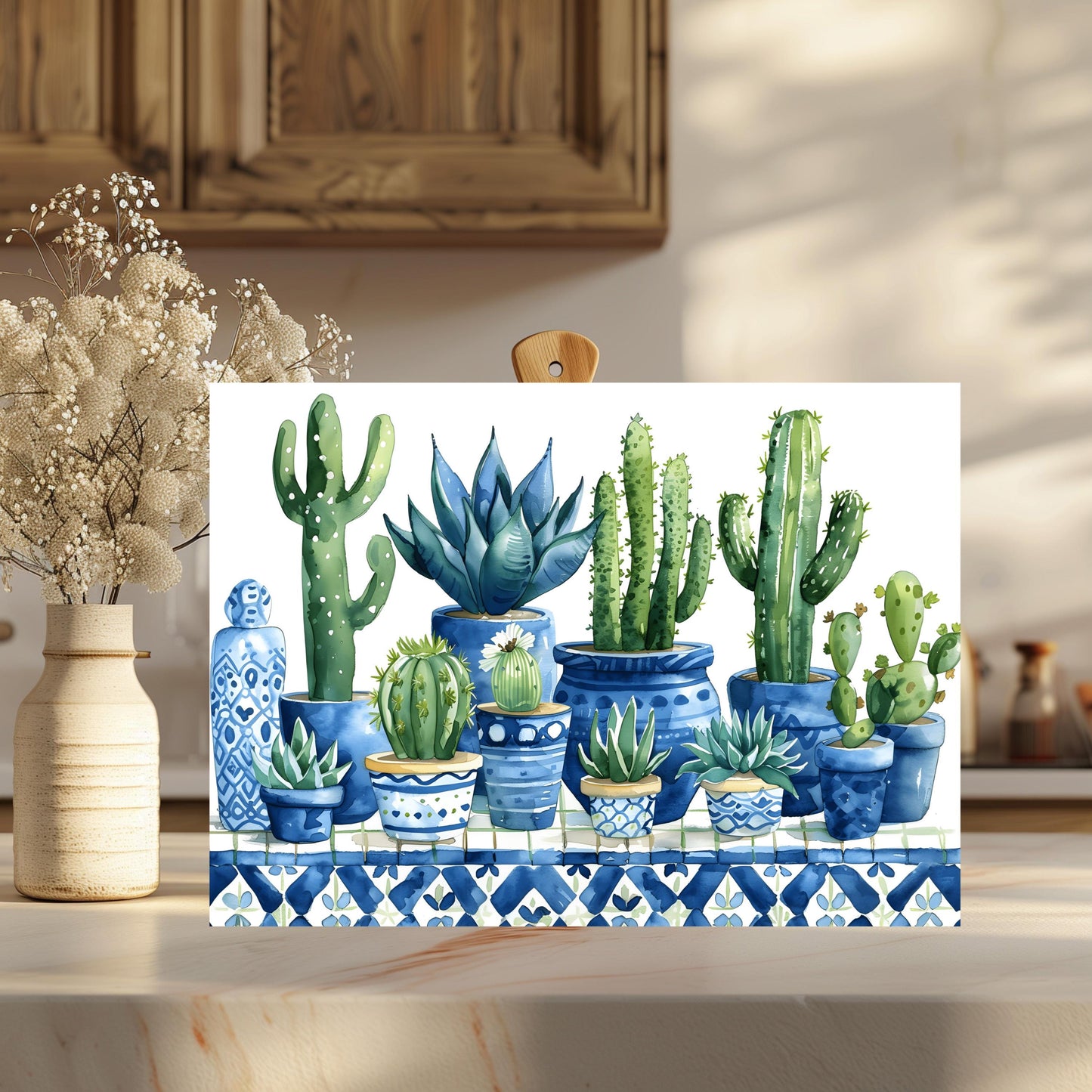 Cactus Glass Cutting Board - 11x15 Tempered Kitchen Art Vibrant Botanical Counter Decor