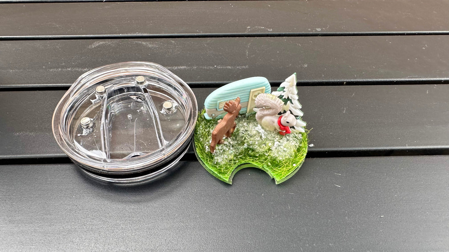Winter RV Tumbler with Topper - Unique Christmas Gift for Camper Lovers