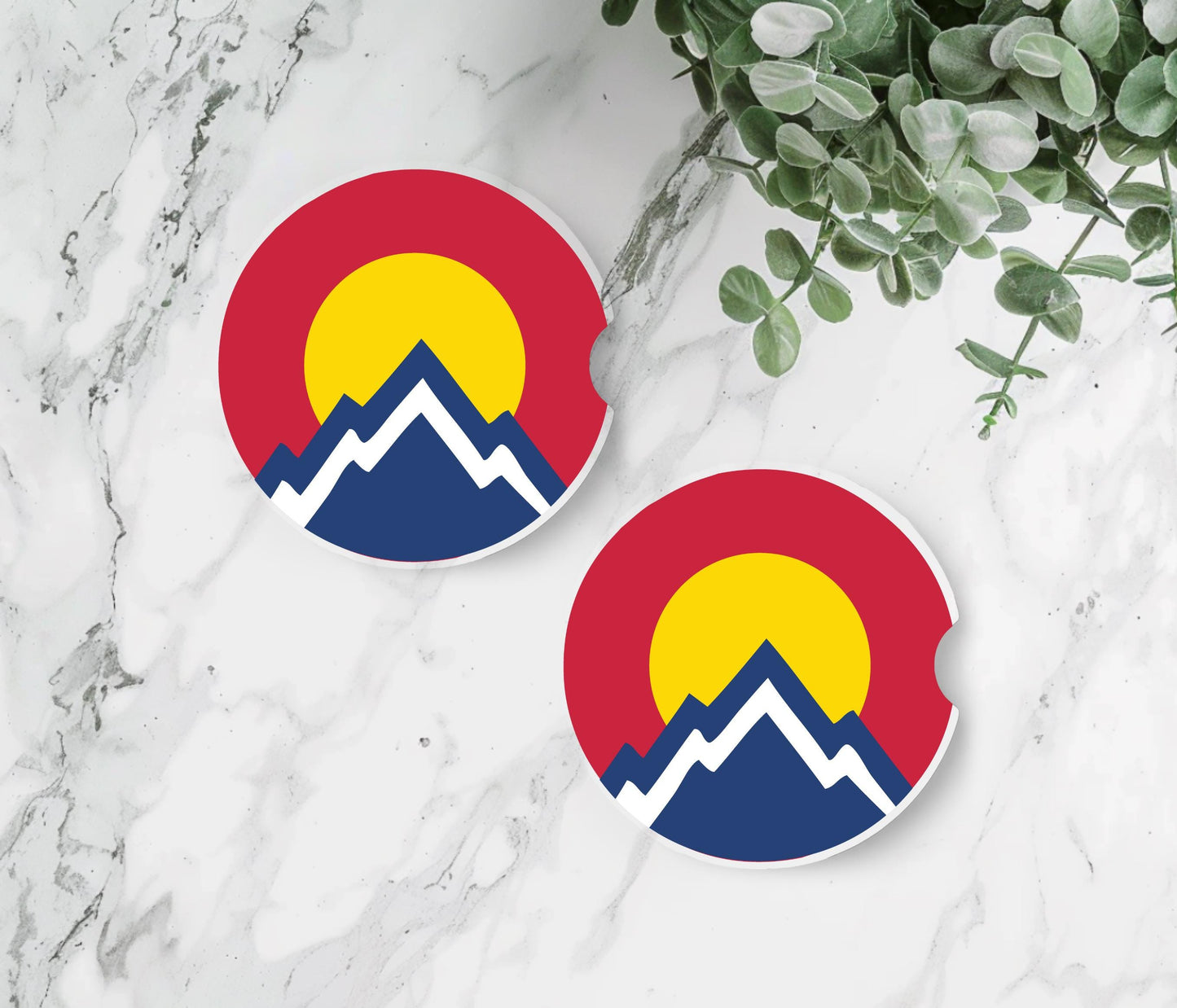 Colorado Logo Sandstone Car Coasters, Unique Gifts for Colorado Lover,