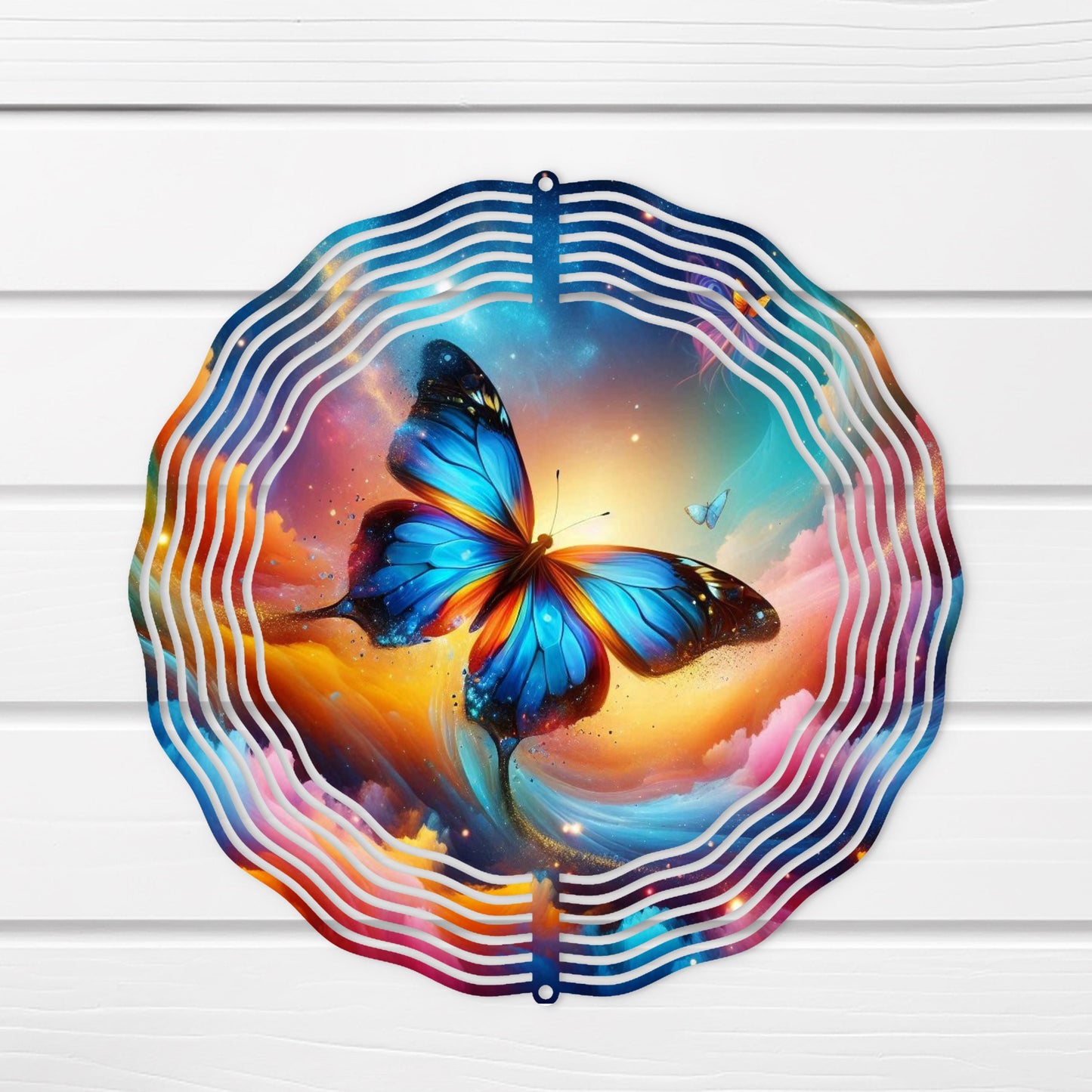 Butterfly Wind Spinner Whimsical Metal Yard Art Sunlight Catcher for Outdoor Decor