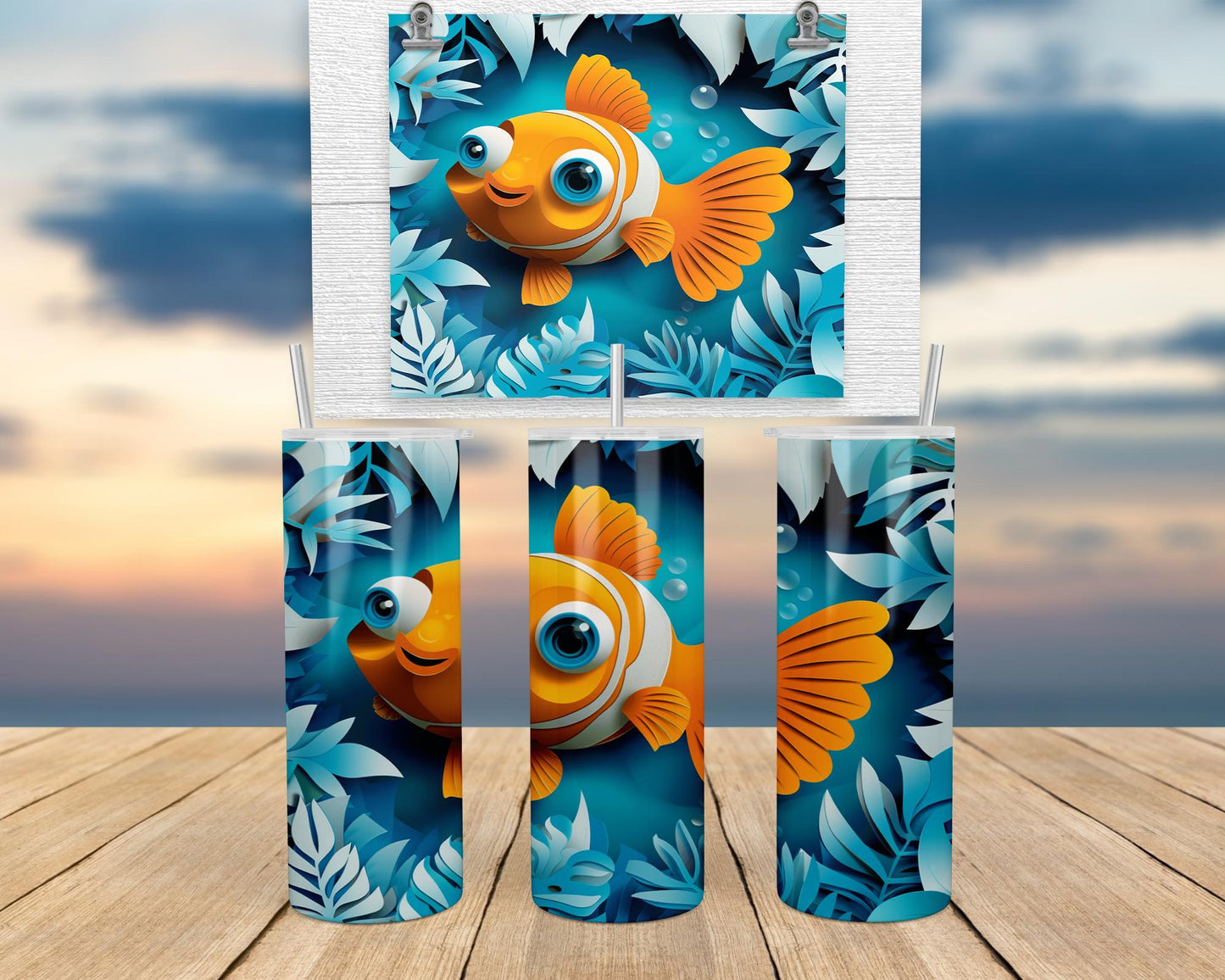 Goldfish Travel Tumbler - Nautical Drinkware for Ocean Lovers Perfect Unique Gift