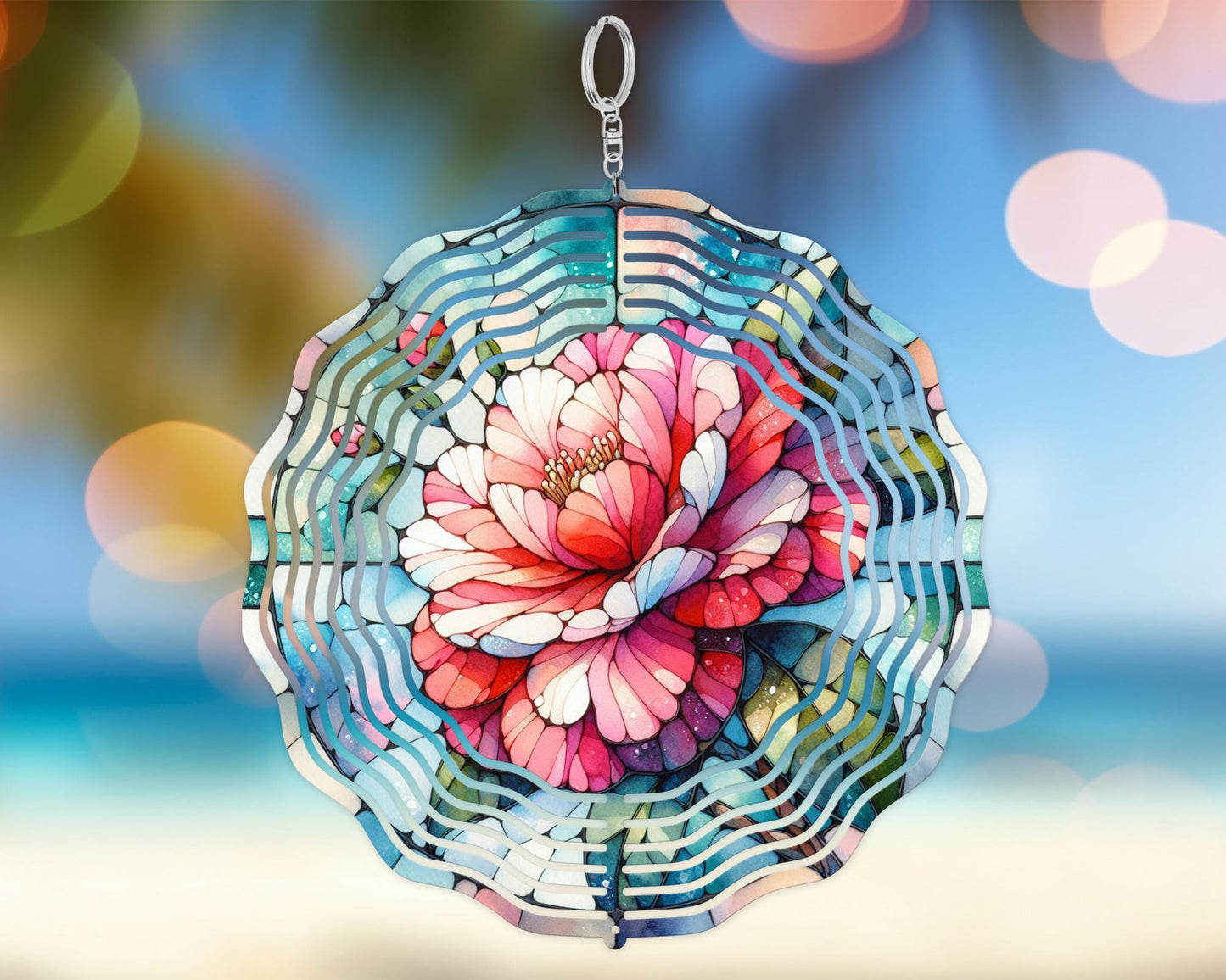 Alabama Wind Spinner - Colorful Camellia Garden Art for Alabama Lovers