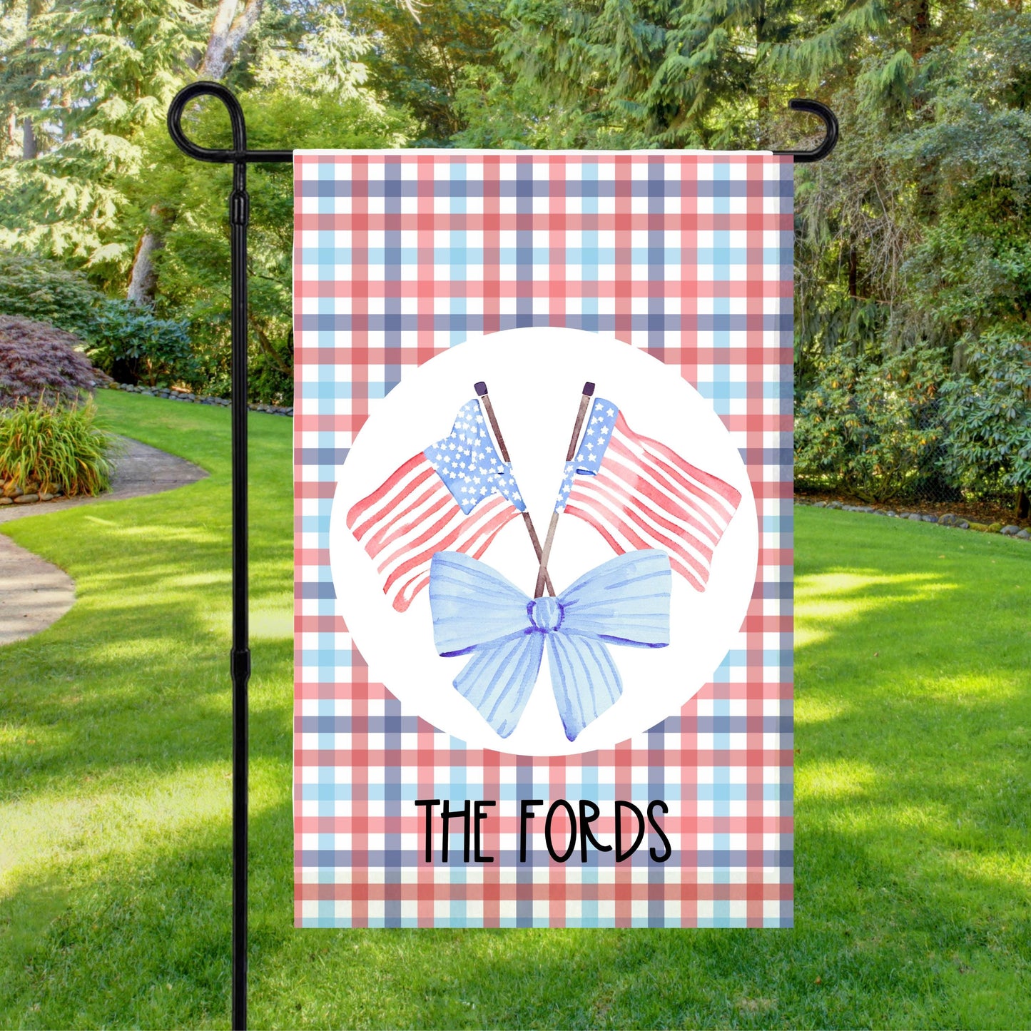 Patriotic Garden Flag with Personalized Touch, Custom Garden Flag with American Flag Design, New Home Housewarming Gift, Fourth of July Flag