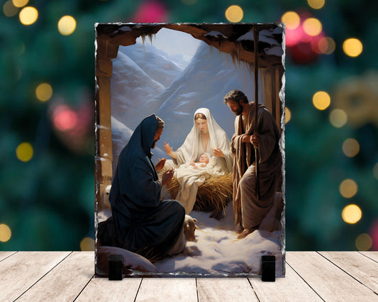 Holy Family Slate Plaque - 78x585 In Christian Nativity Scene Decor Perfect Religious Holiday Gift