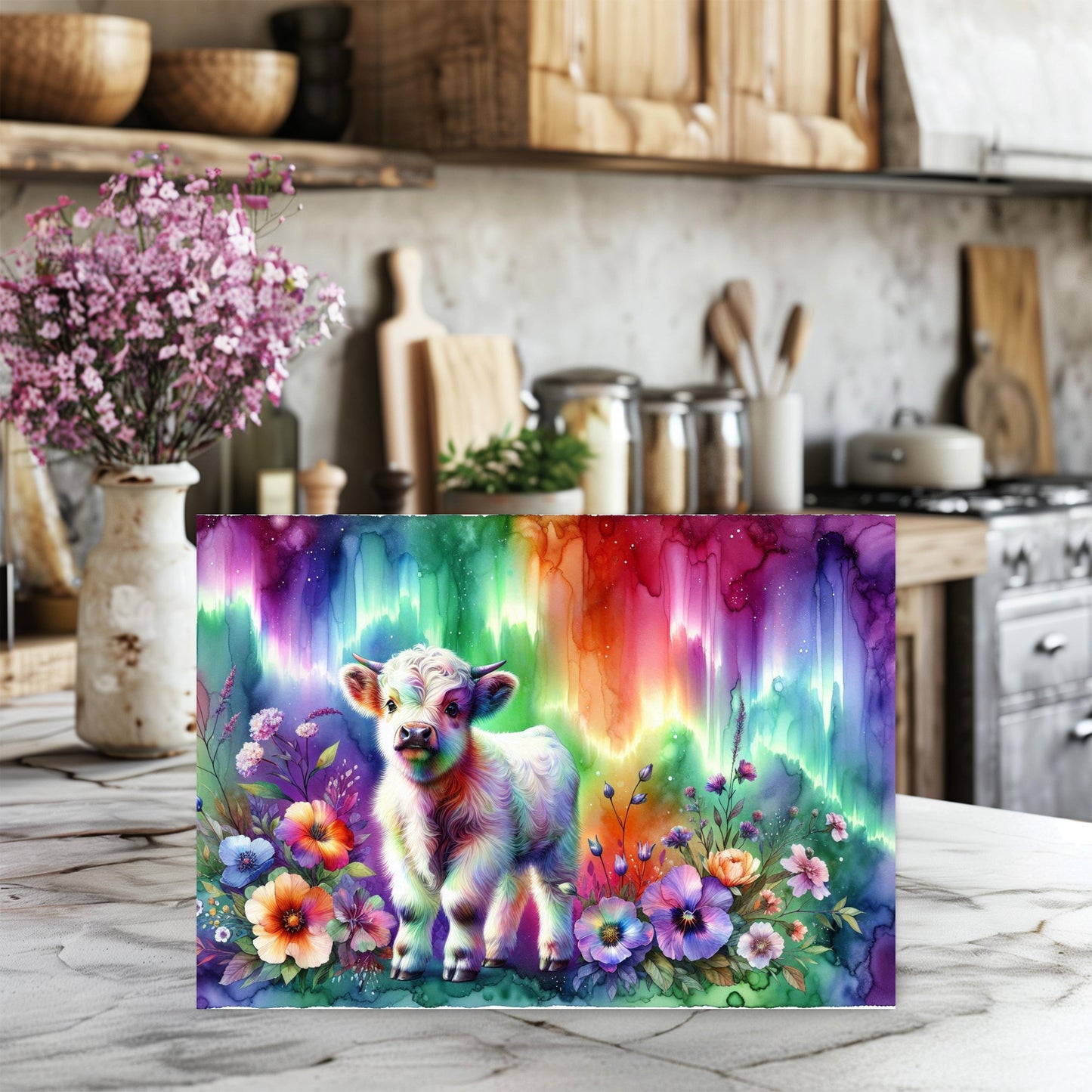 Baby Highland Cow Glass Cutting Board - Perfect Gift for Cow Lovers Foodies