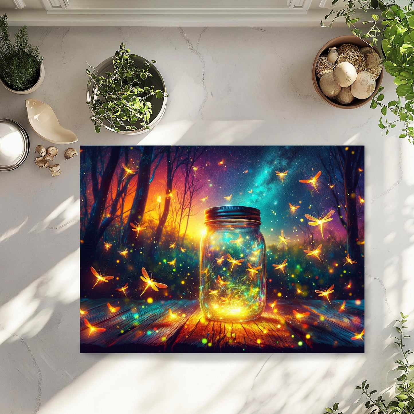 Firefly Mason Jar Glass Cutting Board - Nature-Inspired Housewarming Gift
