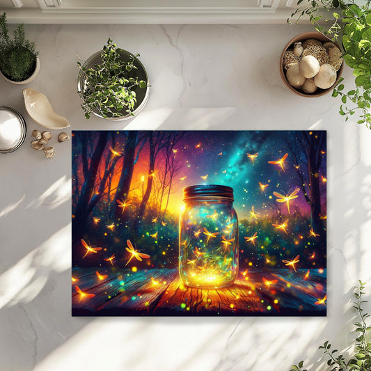Firefly Mason Jar Glass Cutting Board - Nature-Inspired Housewarming Gift