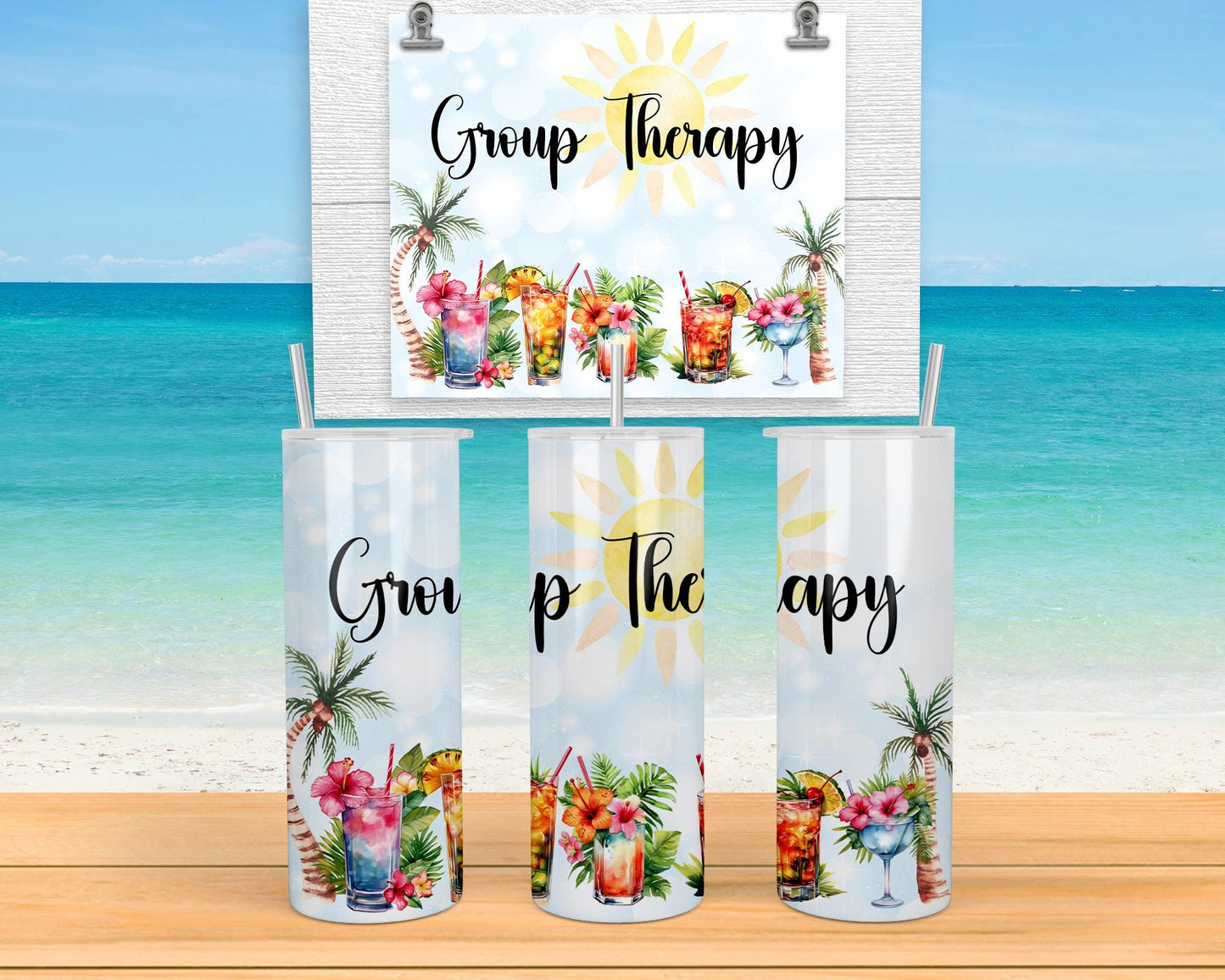 Tropical Vibes Tumbler - Durable Beach Drinkware for Poolside Fun Relaxation