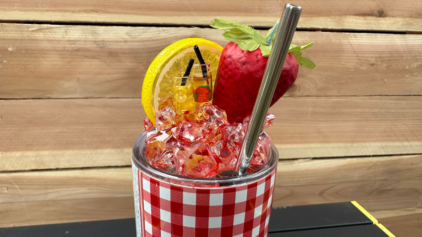 Strawberry Lemonade Tumbler with Topper - Unique Christmas Gift for Sisters and Her