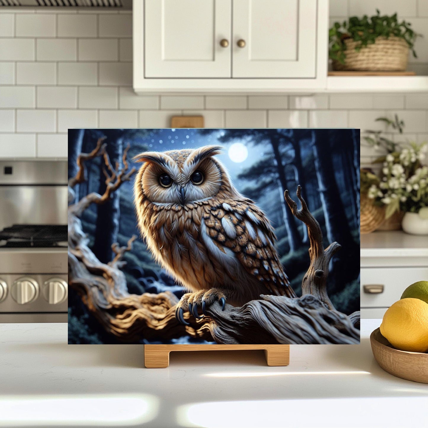 Tempered Glass Owl Cutting Board - Unique Kitchen Decor Perfect Gift for Owl Lovers