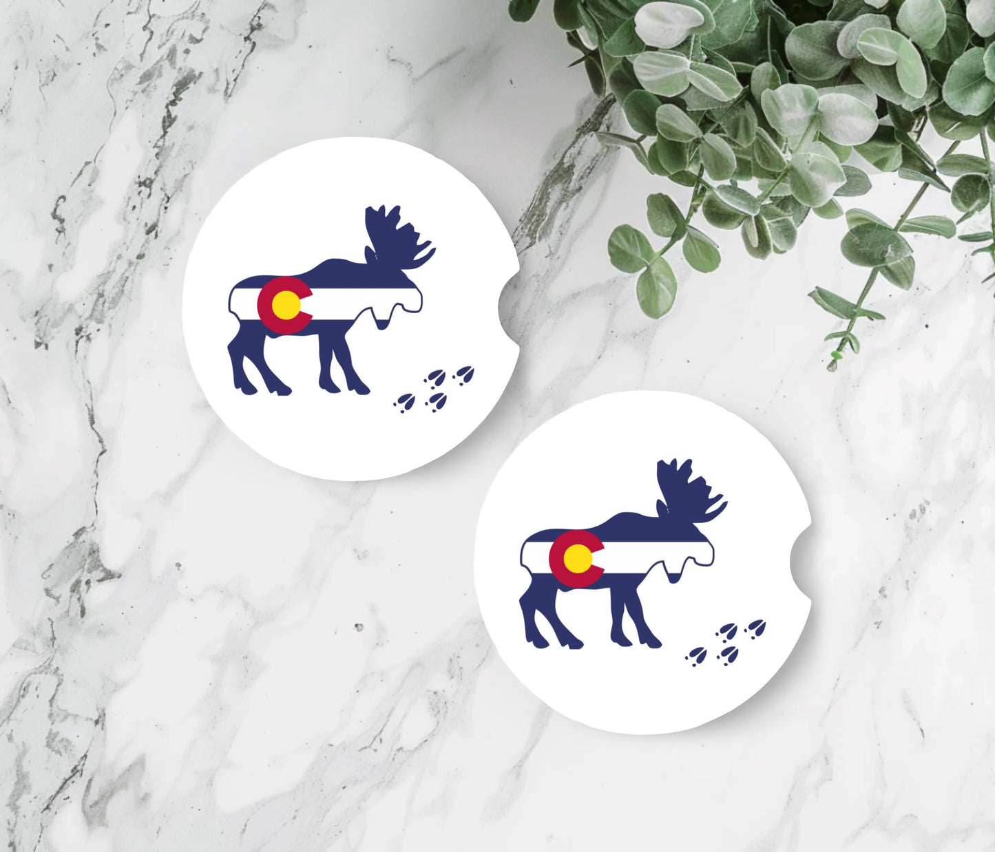 Sandstone Car Coasters with Colorado Moose Theme, Unique Gifts for New Driver