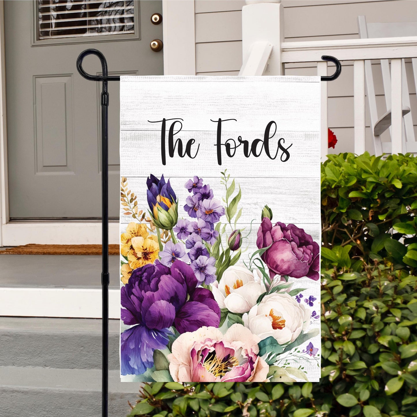 Personalized Floral Garden Flag - Custom Welcome Sign for Housewarming Gifts Outdoor Patio Decor