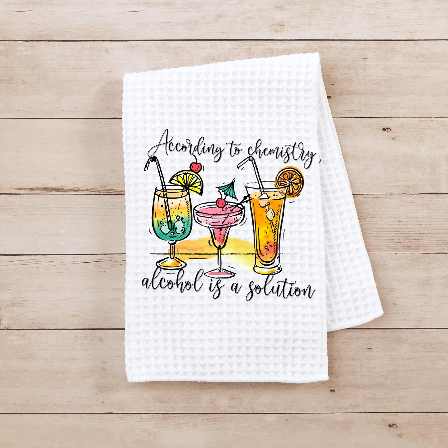 Microfiber Cocktail Glass Towel - Waffle Weave Bar Accessory with Chemistry Quote